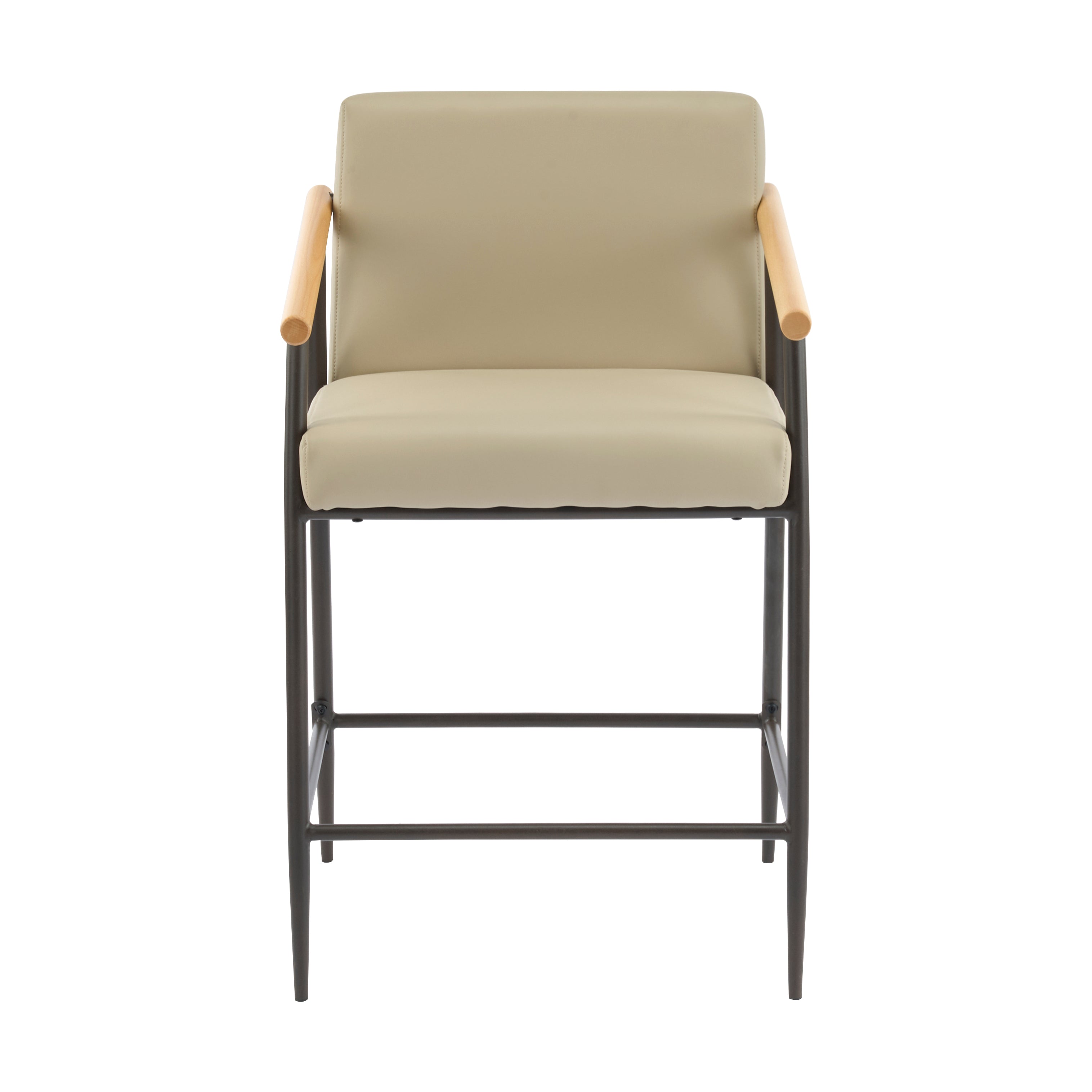 Kentwood Square Back Upholstered Counter Stool with Iron Frame, Set of 2