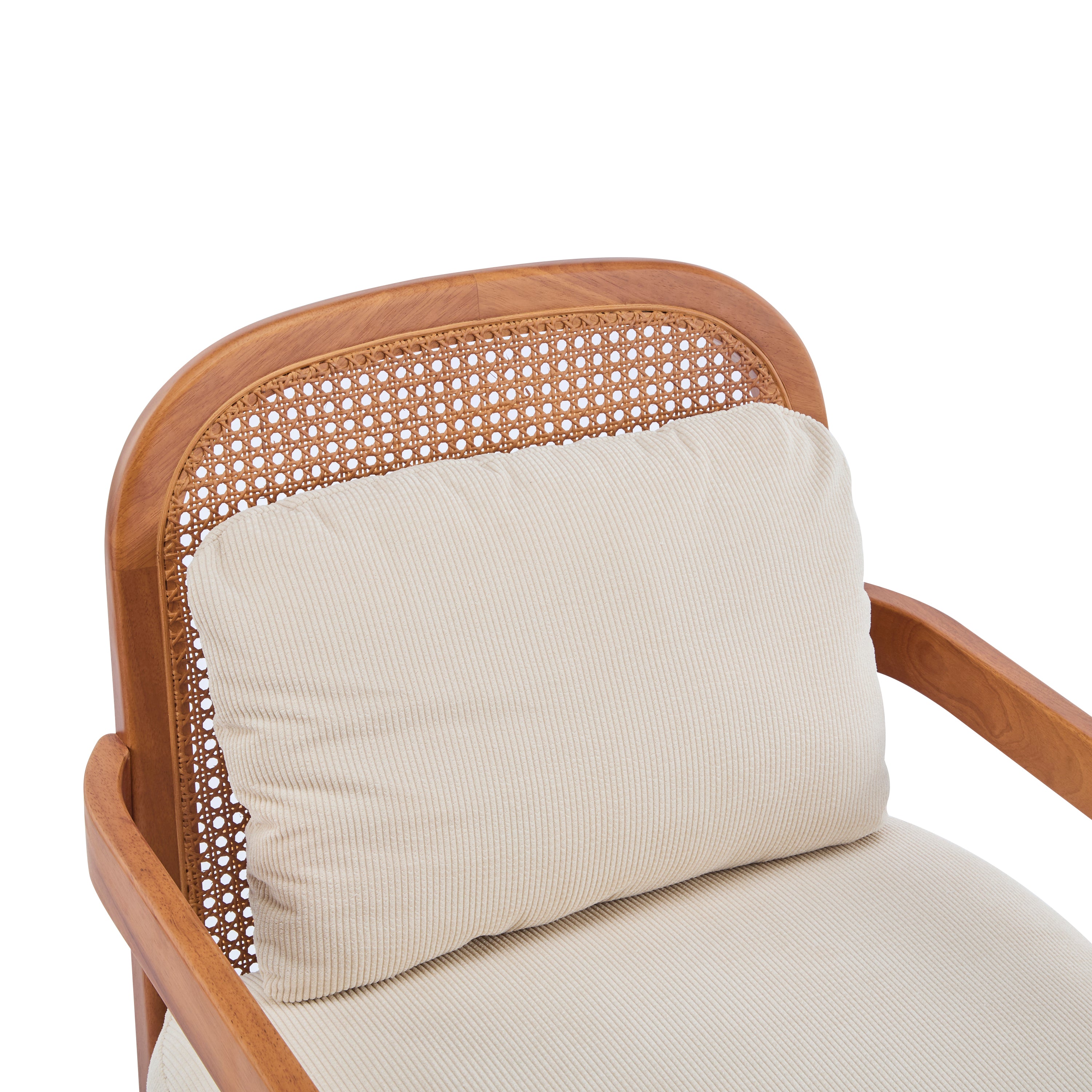 Elliston Solid Wood and Rattan Accent Chair with Cushions, Set of 2
