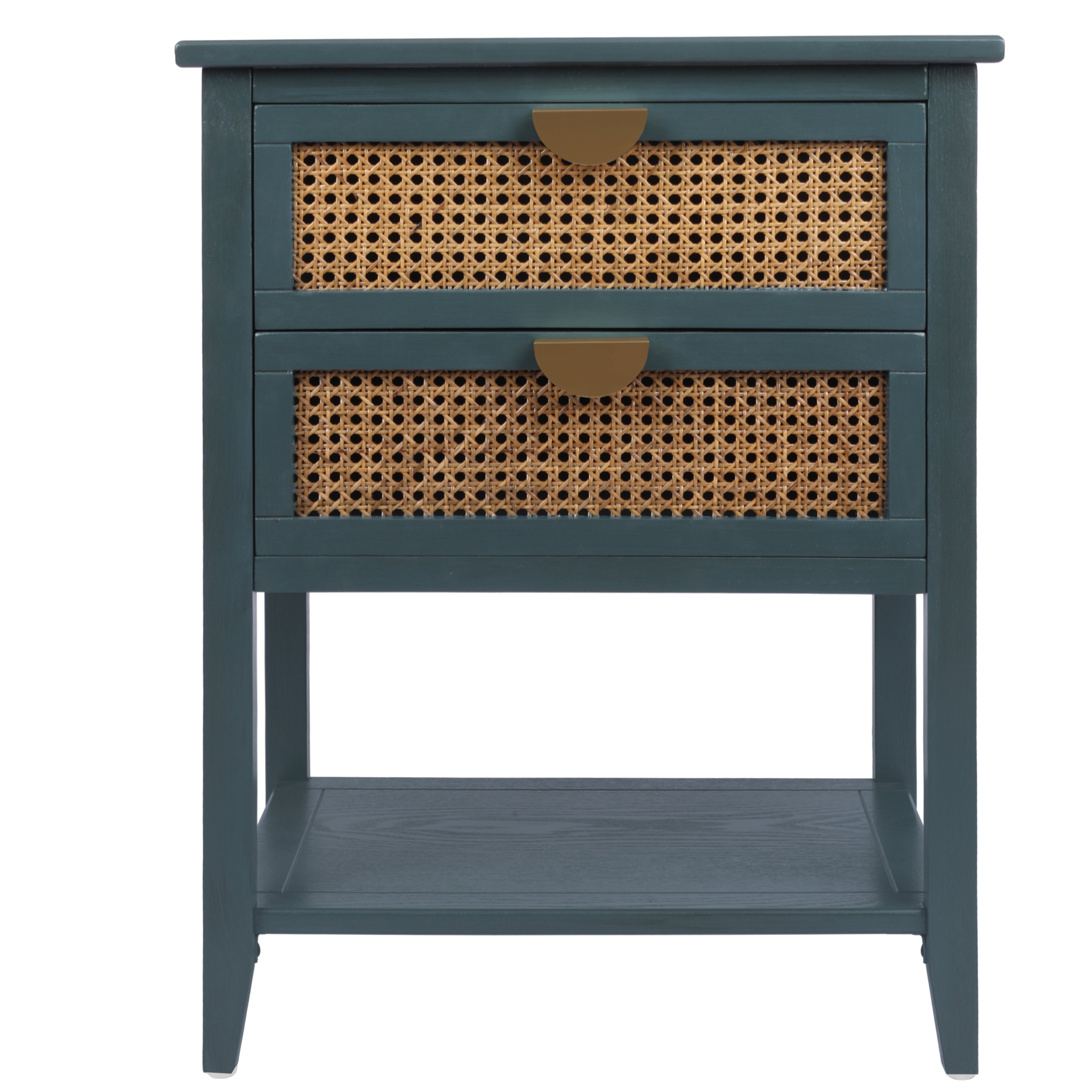 2-Drawer Side Table with Natural Rattan Drawers
