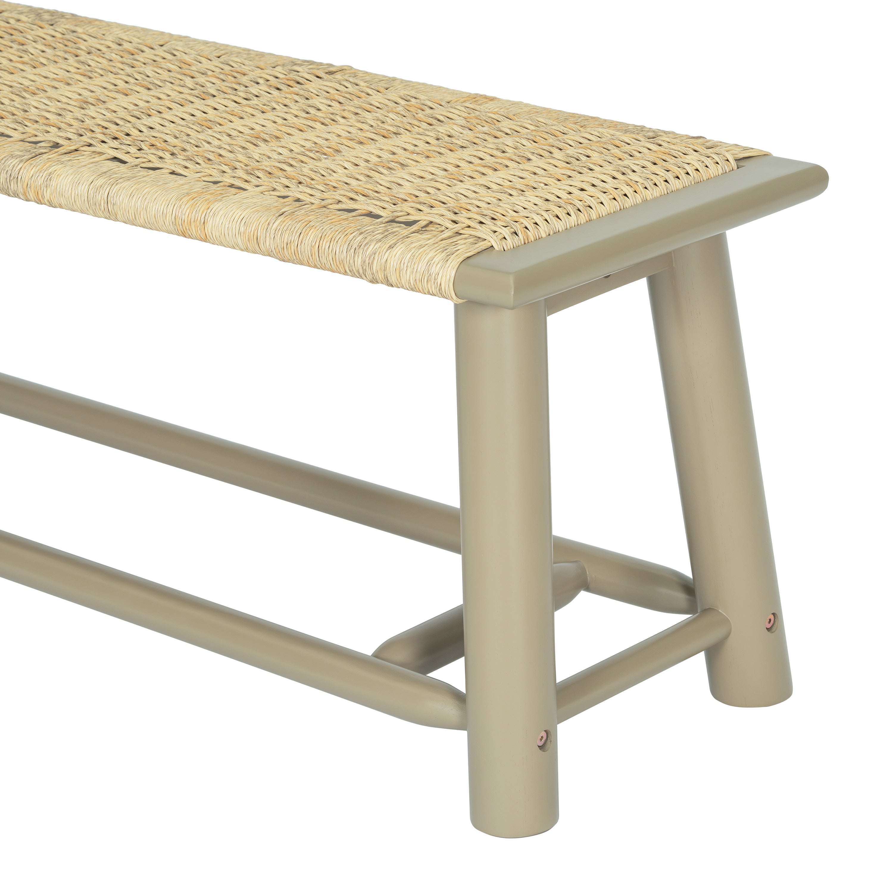 Farmhouse Modern Solid Wood Rattan Bench