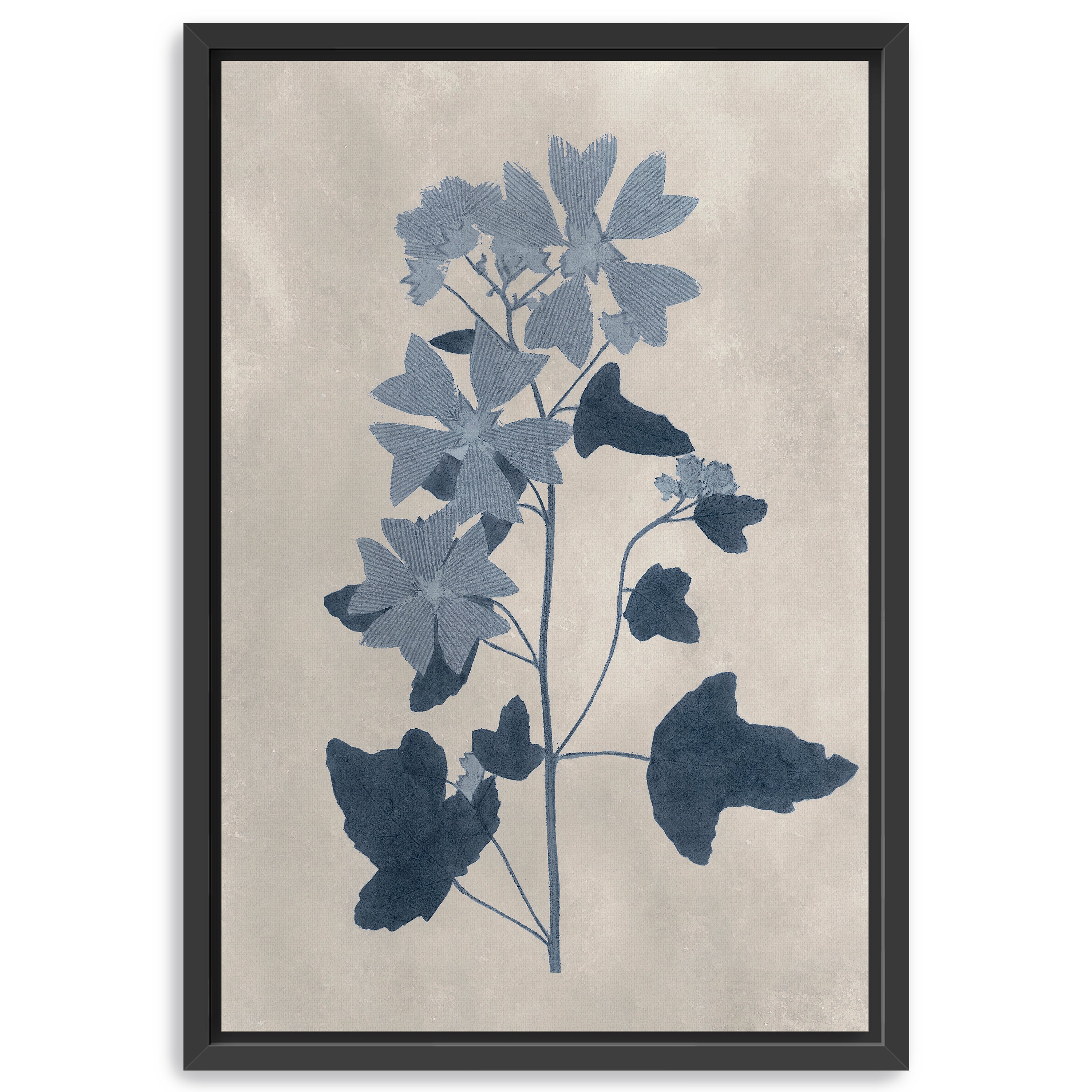 Navy Pressed Flowers VII Canvas Giclee