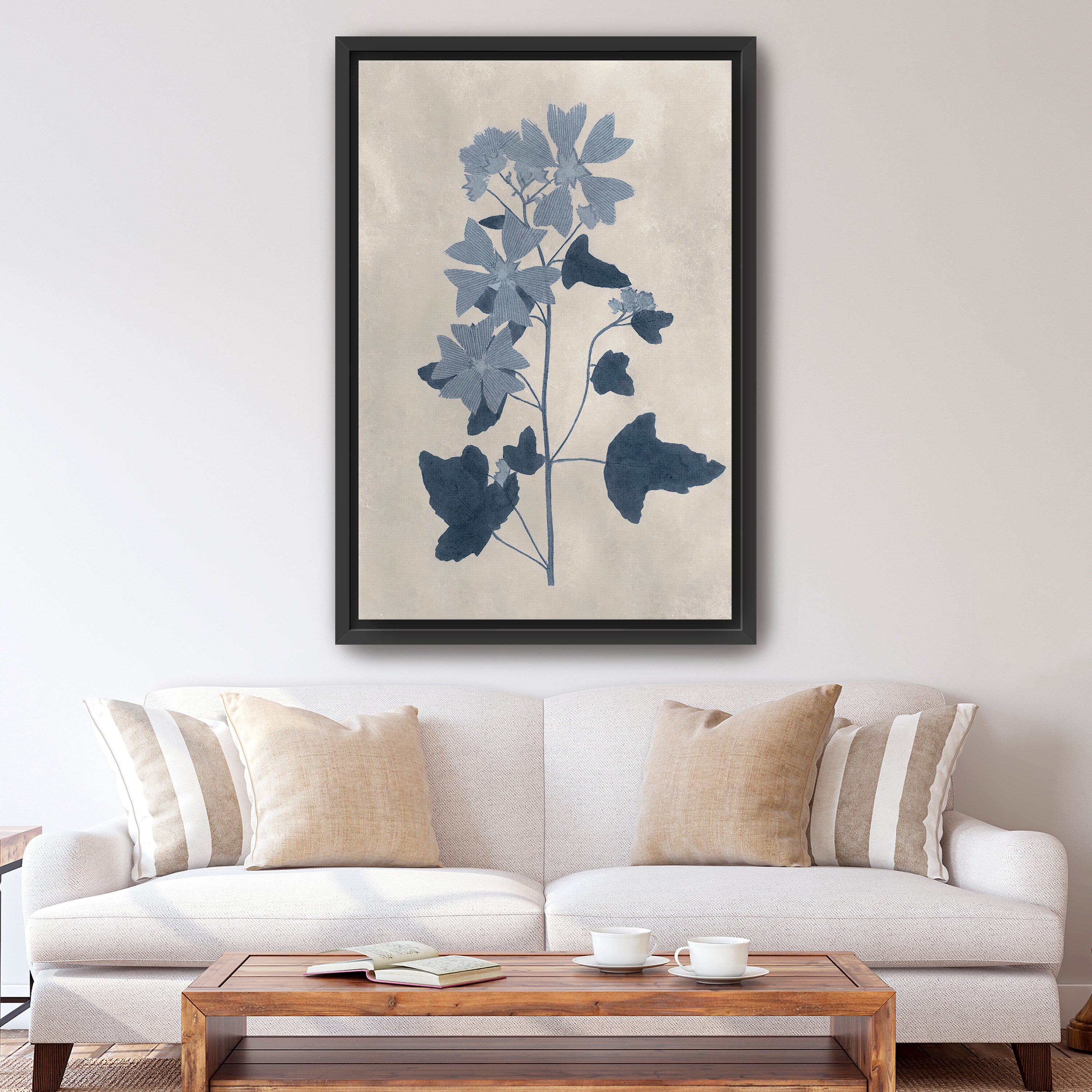 Navy Pressed Flowers VII Canvas Giclee