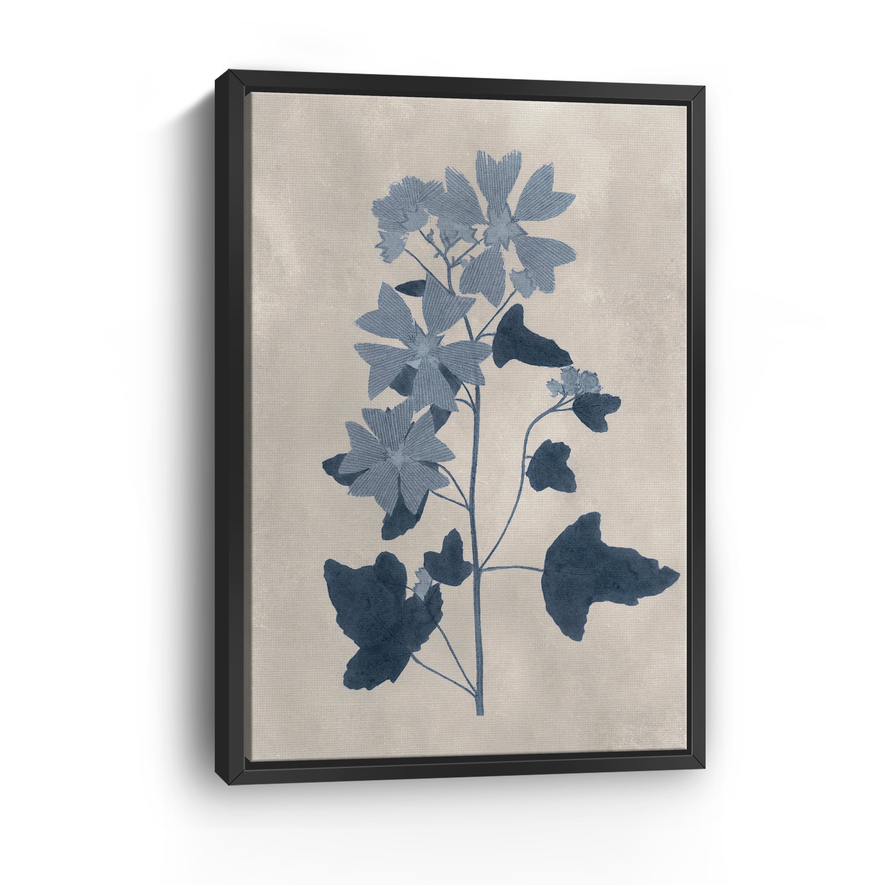 Navy Pressed Flowers VII Canvas Giclee
