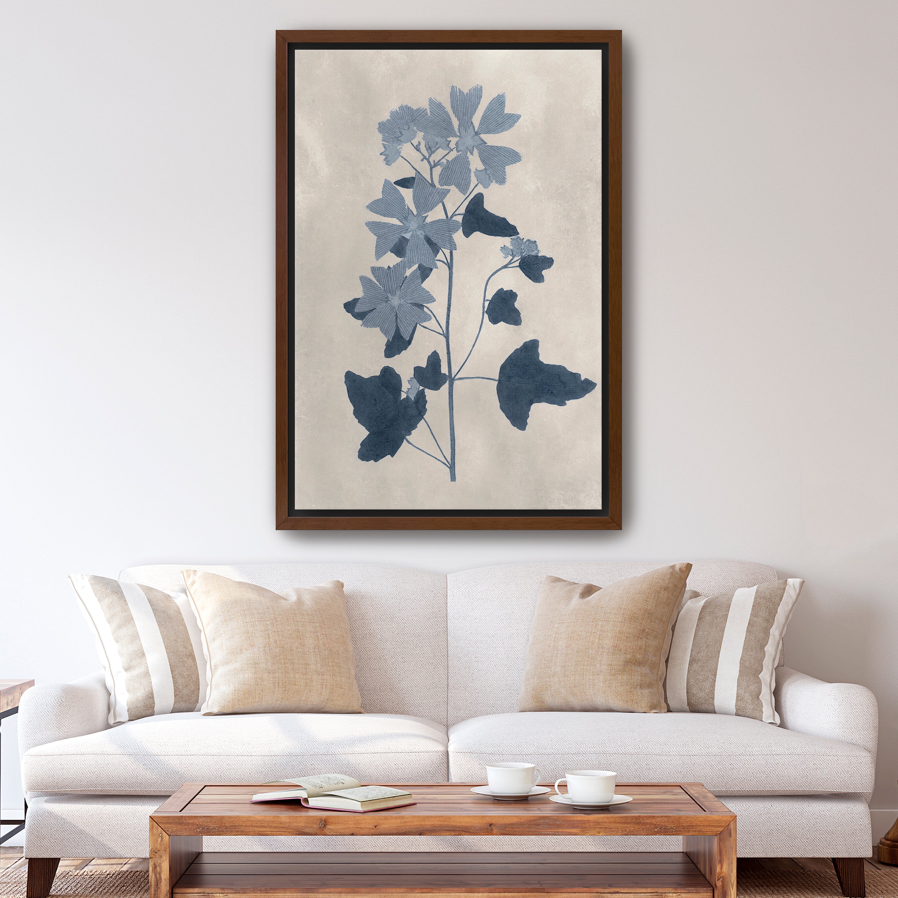 Navy Pressed Flowers VII Canvas Giclee