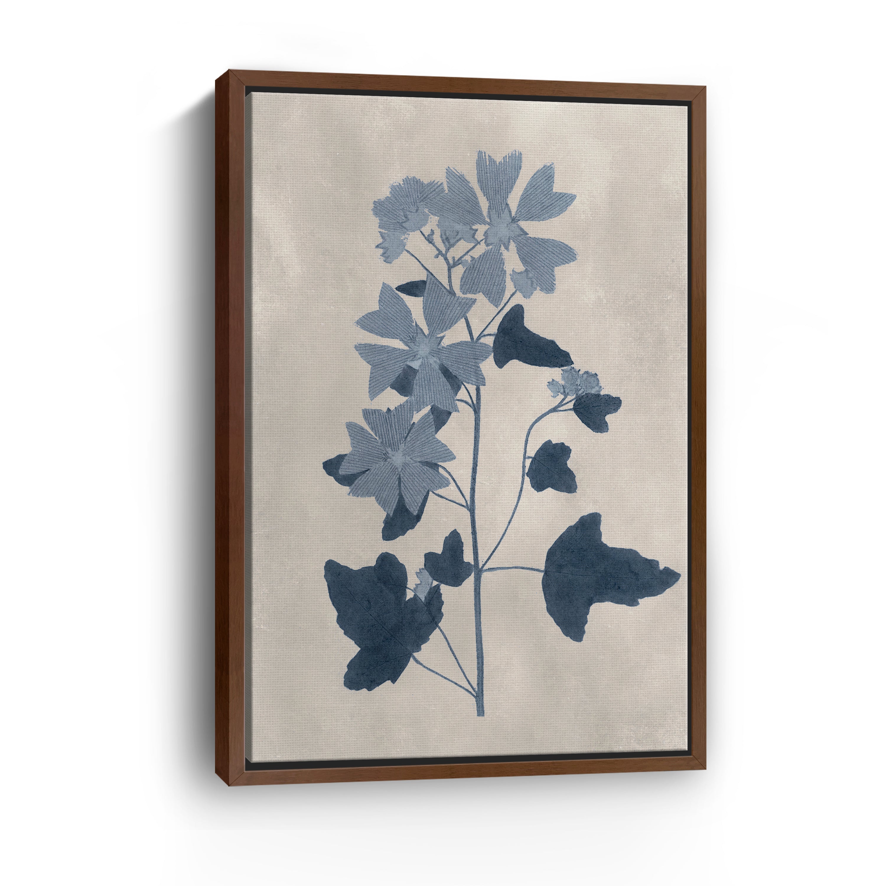 Navy Pressed Flowers VII Canvas Giclee