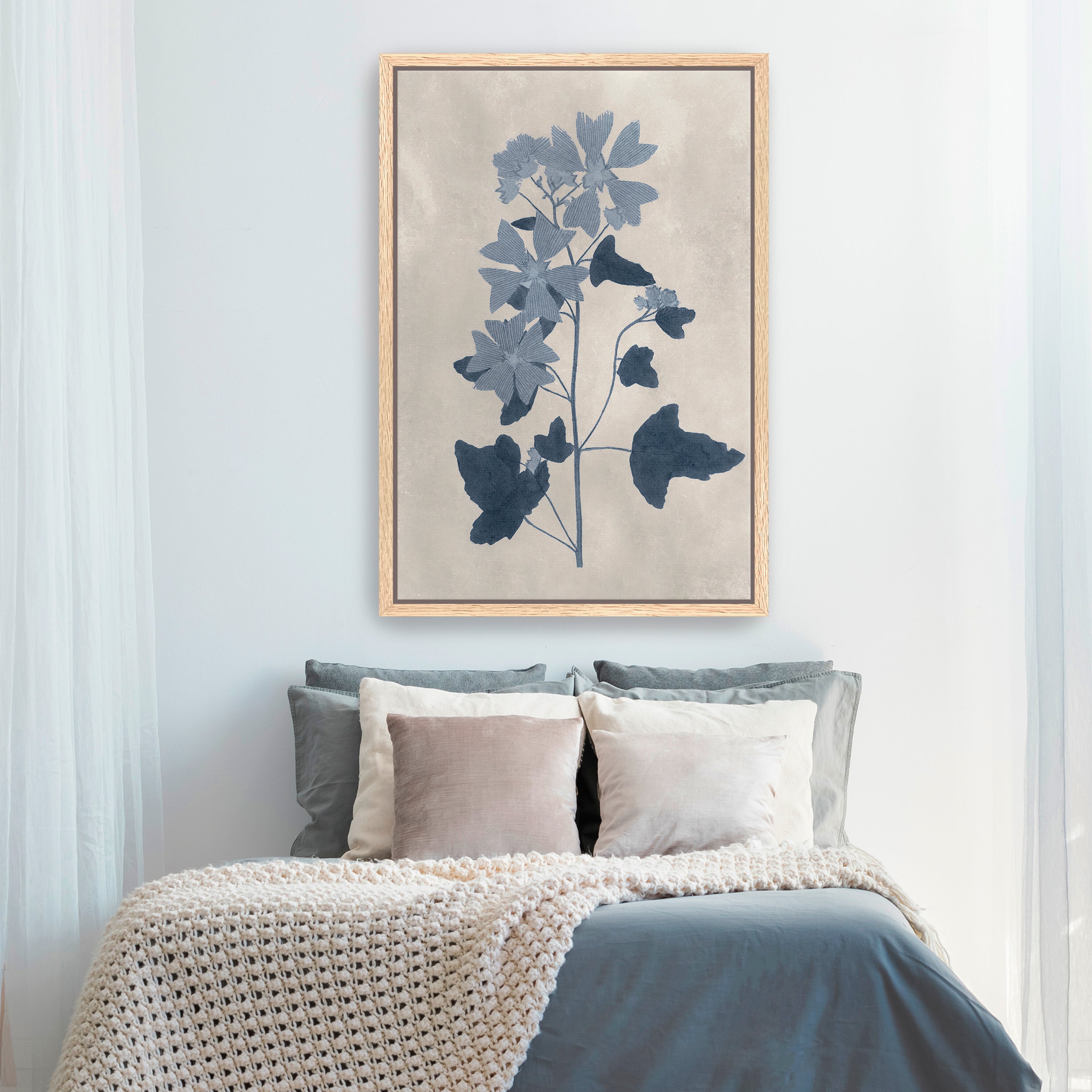 Navy Pressed Flowers VII Canvas Giclee