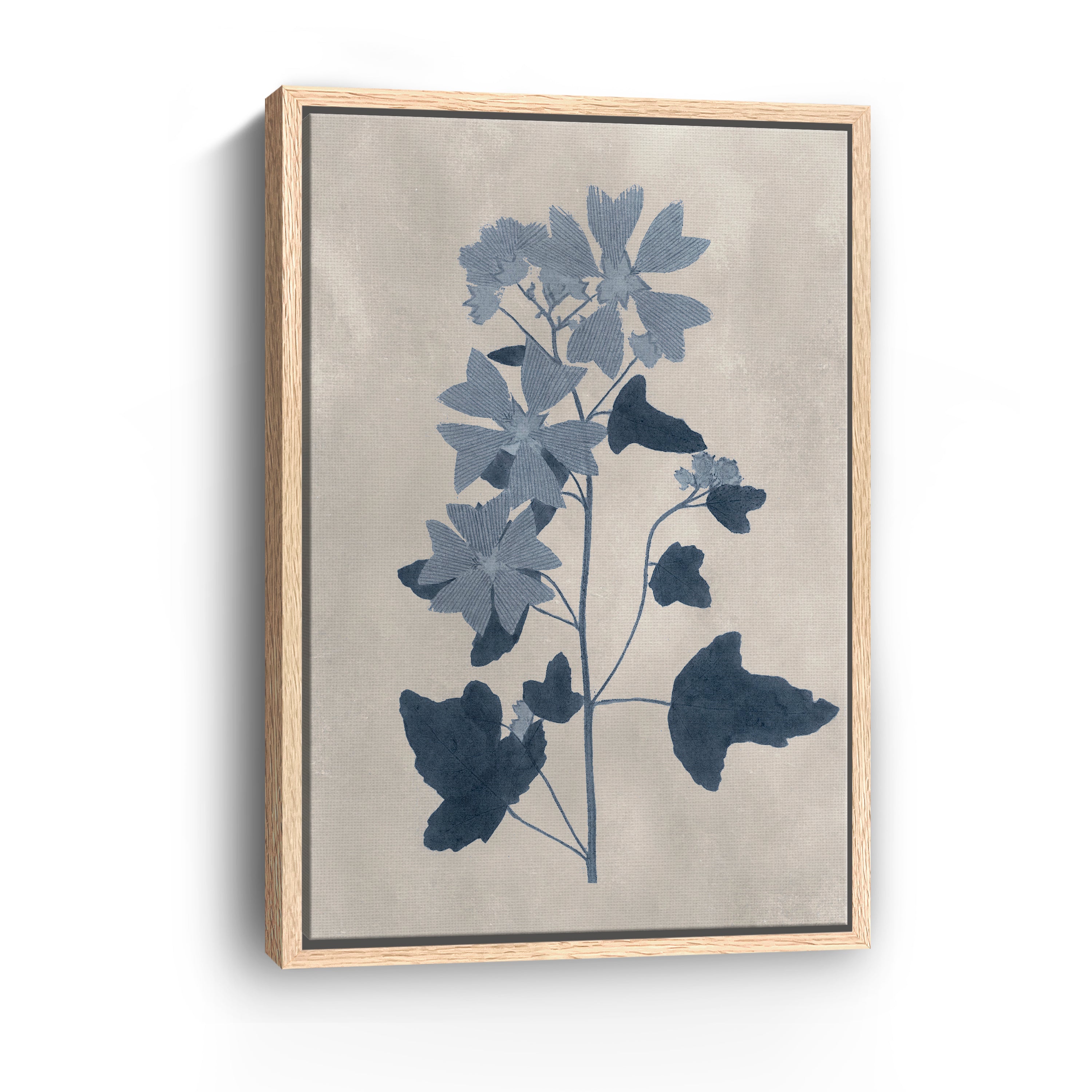 Navy Pressed Flowers VII Canvas Giclee