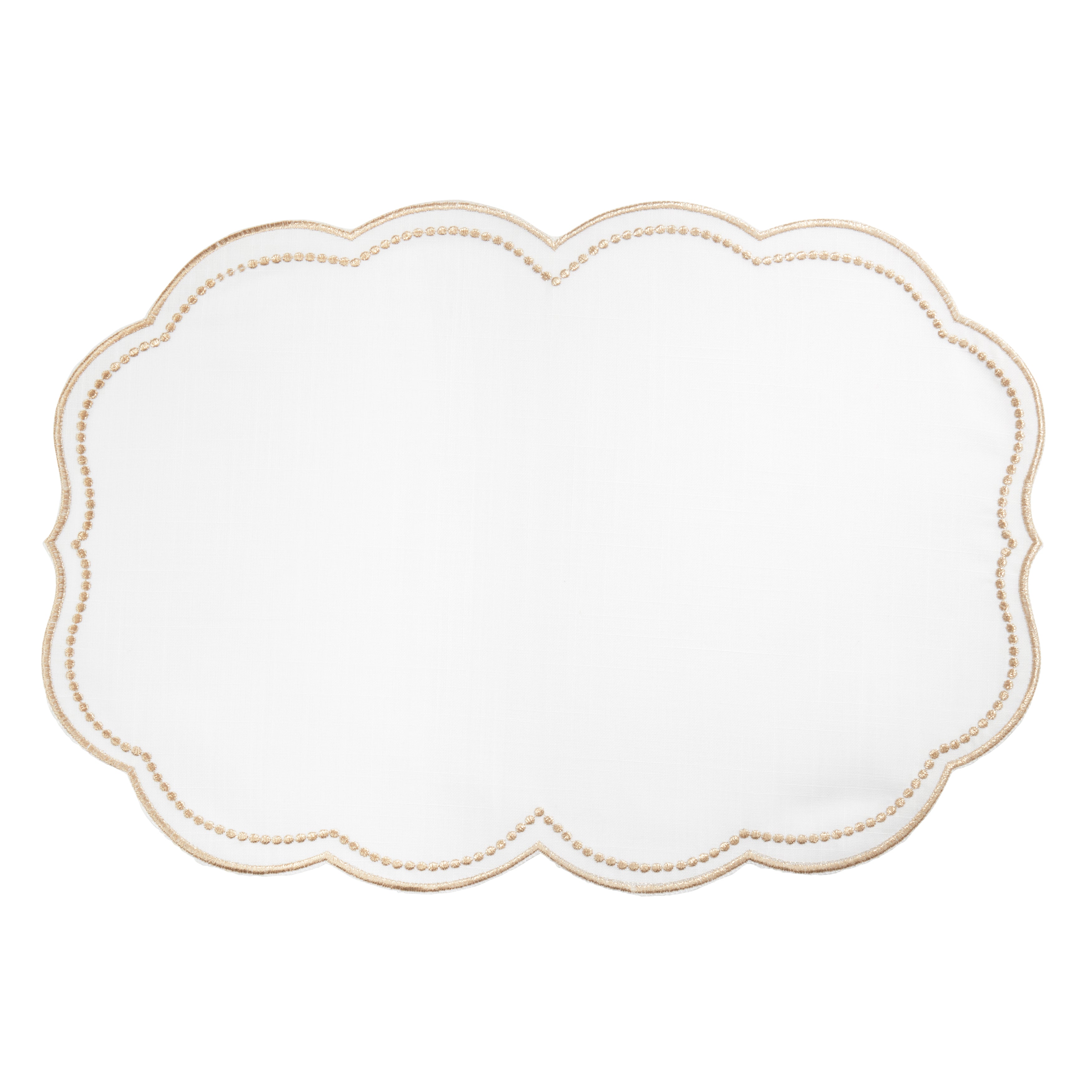 Embroidered Polka Dot Placemat w/ Scallop Edge, Set of 4