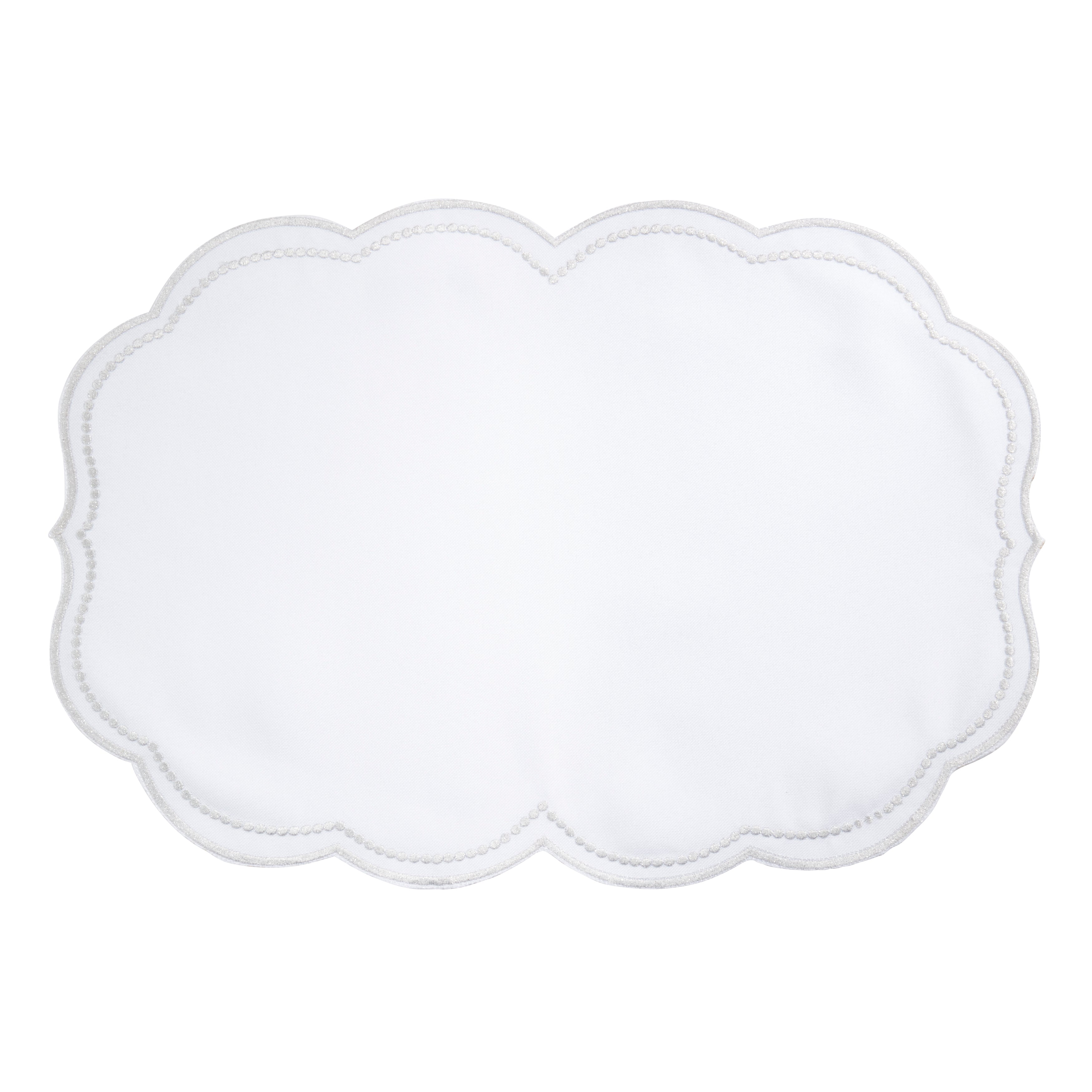 Embroidered Polka Dot Placemat w/ Scallop Edge, Set of 4