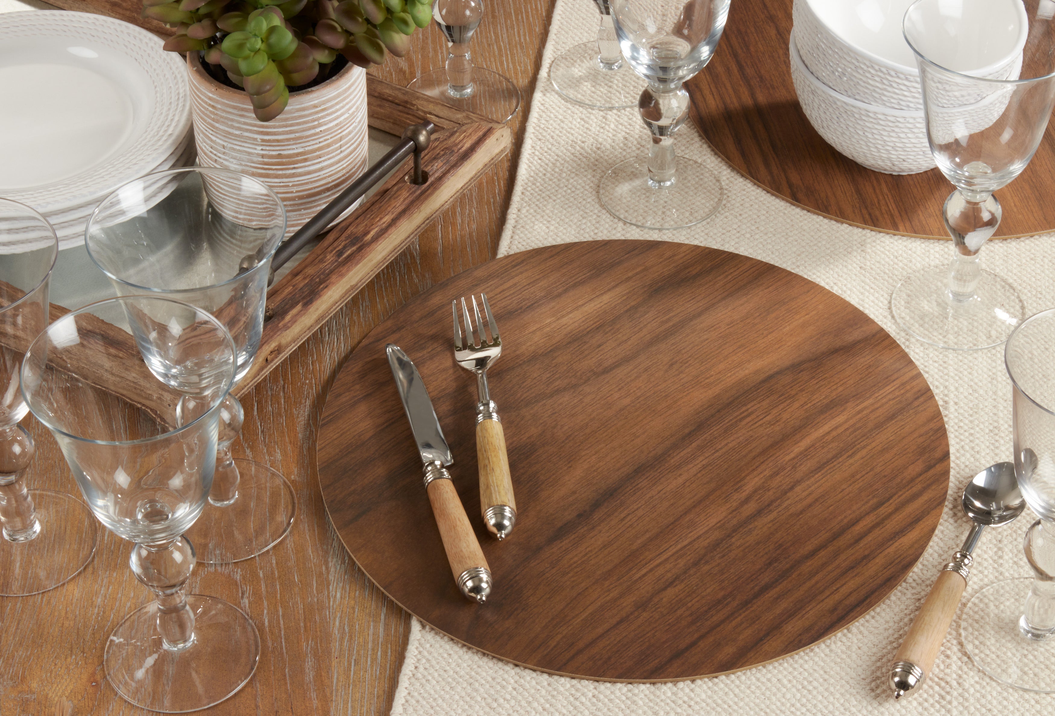 Wooden Print Placemat, Set of 4