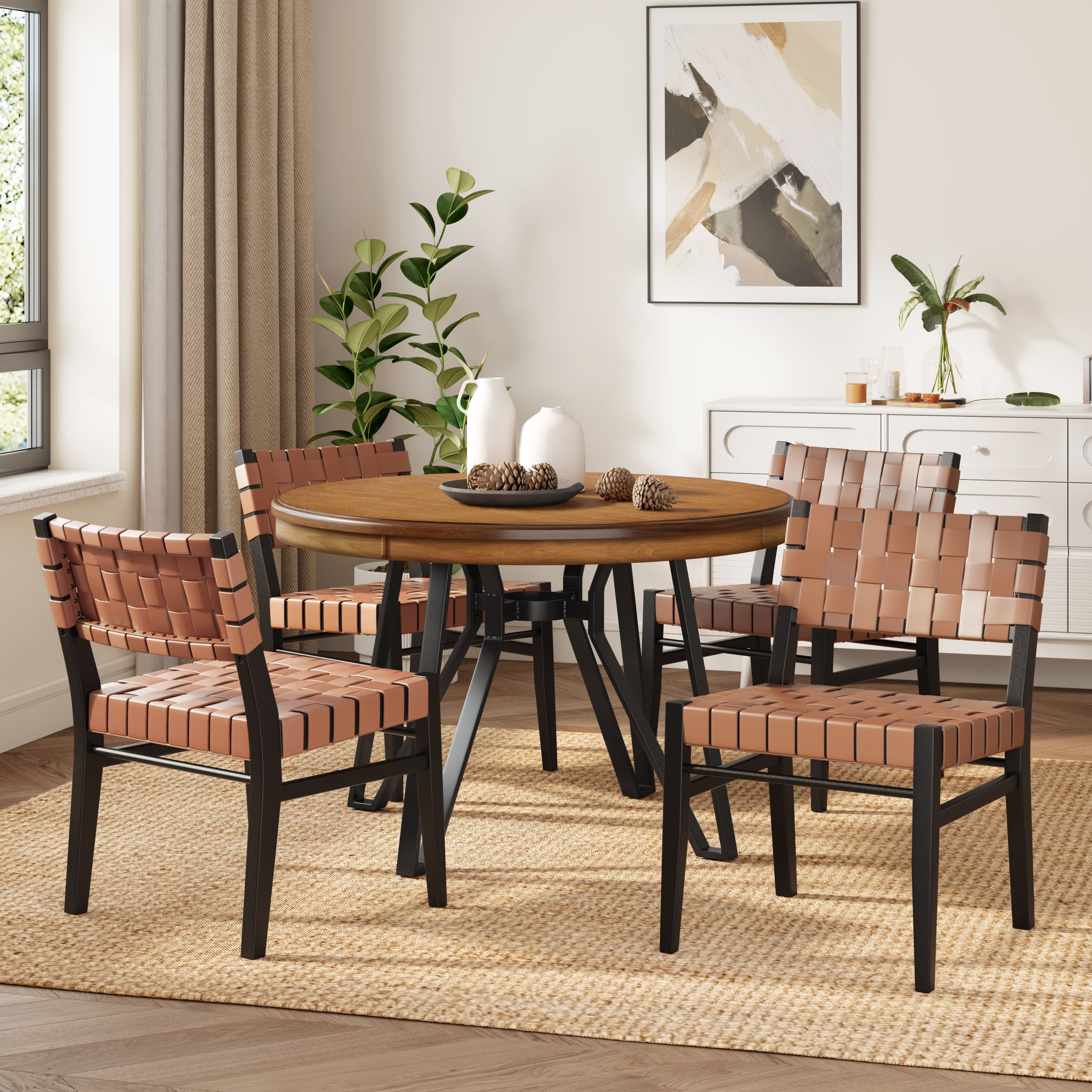 Crosswell 5-Piece Dining Set with Woven Chairs