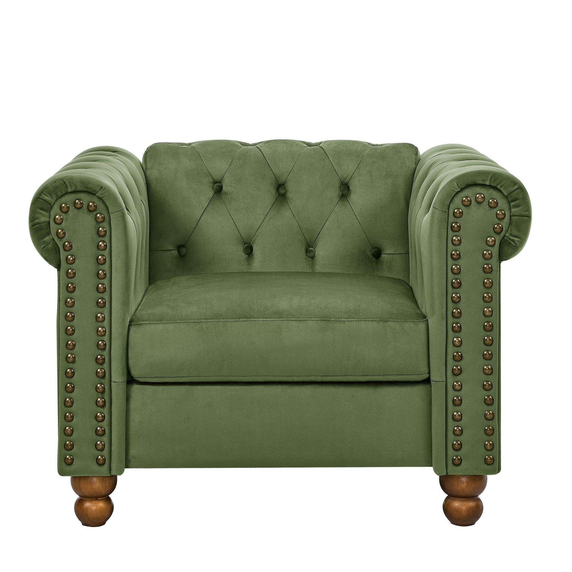 Upholstered Sofa with Tufted Back and Rolled Arms
