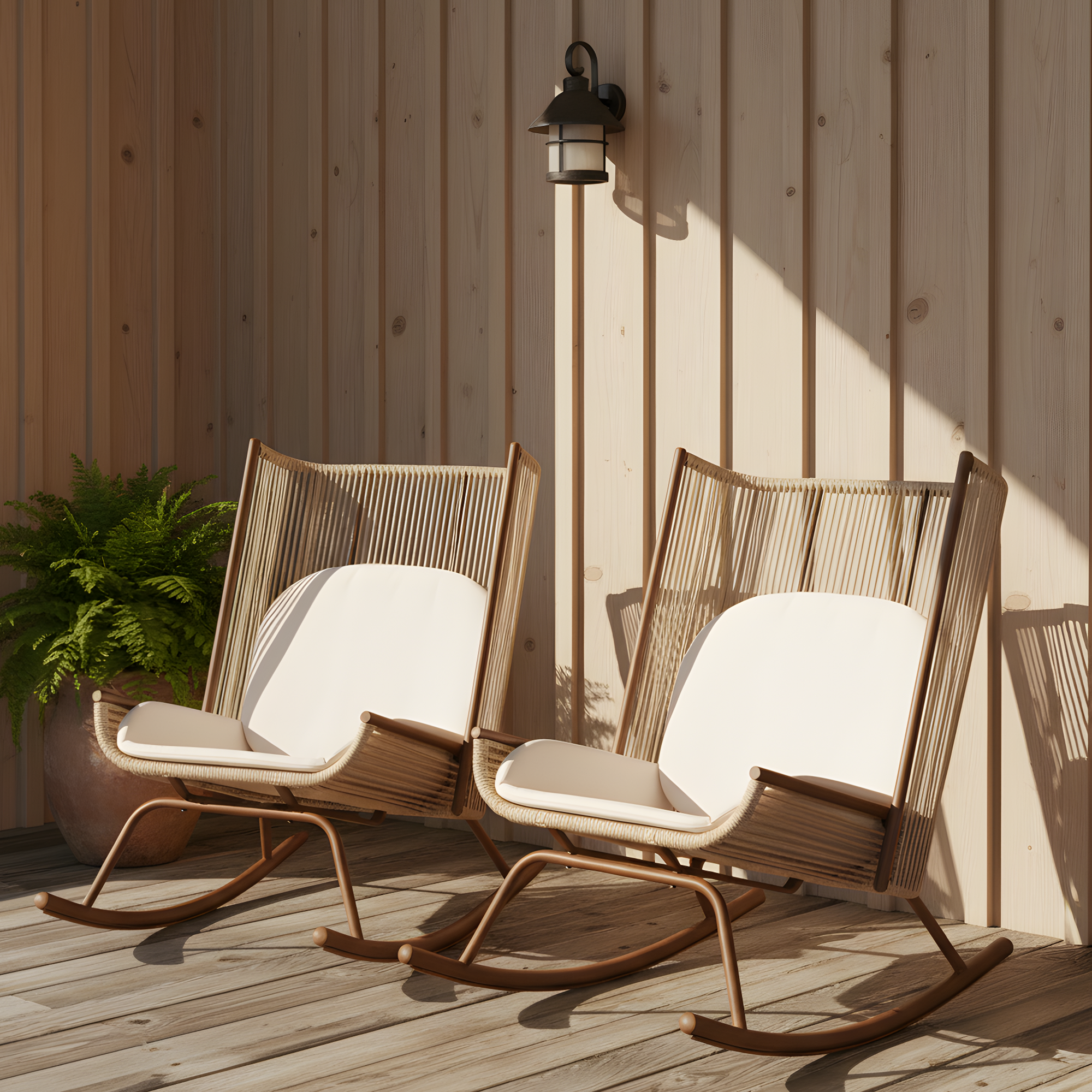 High Square Back Modern Outdoor Rocking Chair
