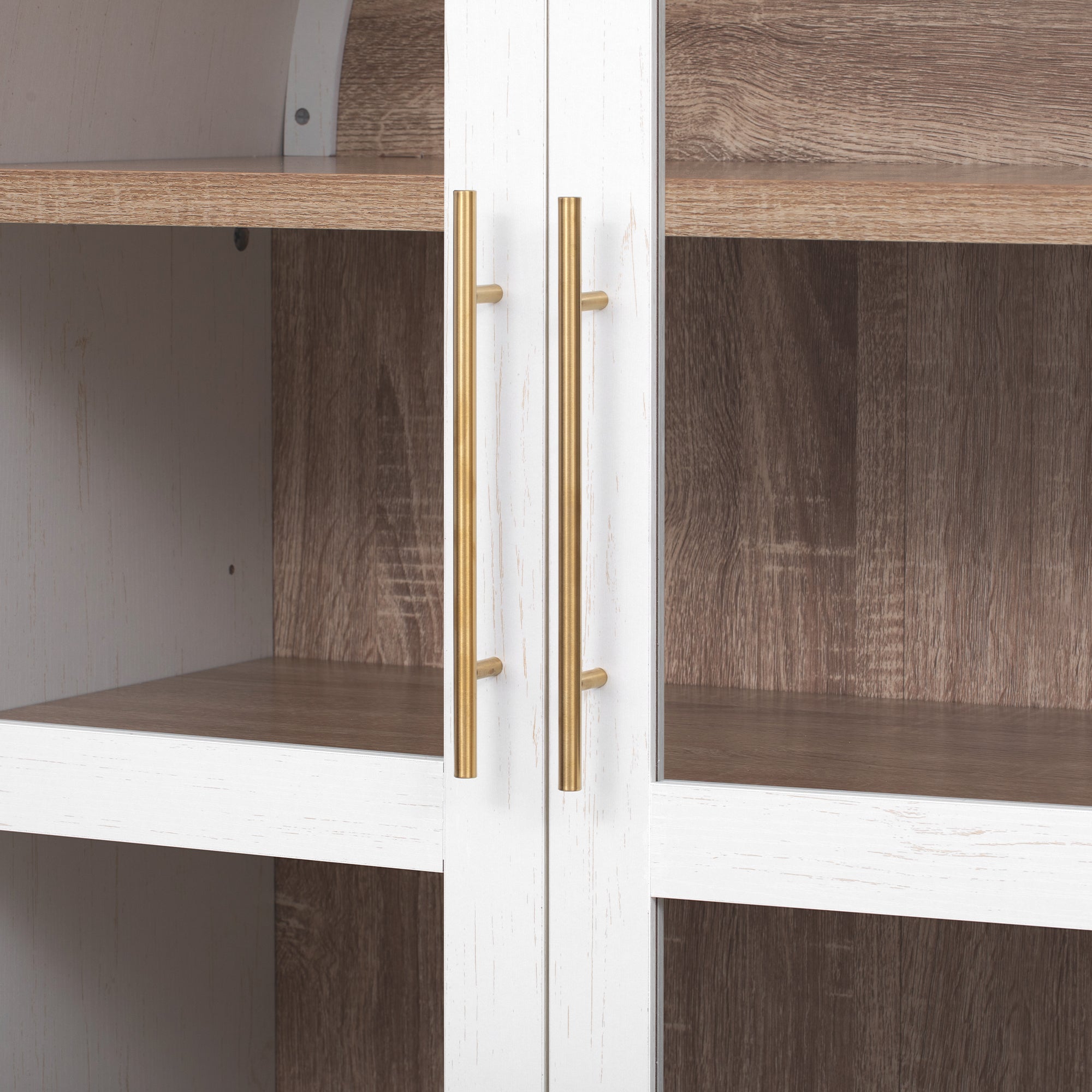Farmhouse Kitchen Storage Cabinet with Open & Adjustable Shelves
