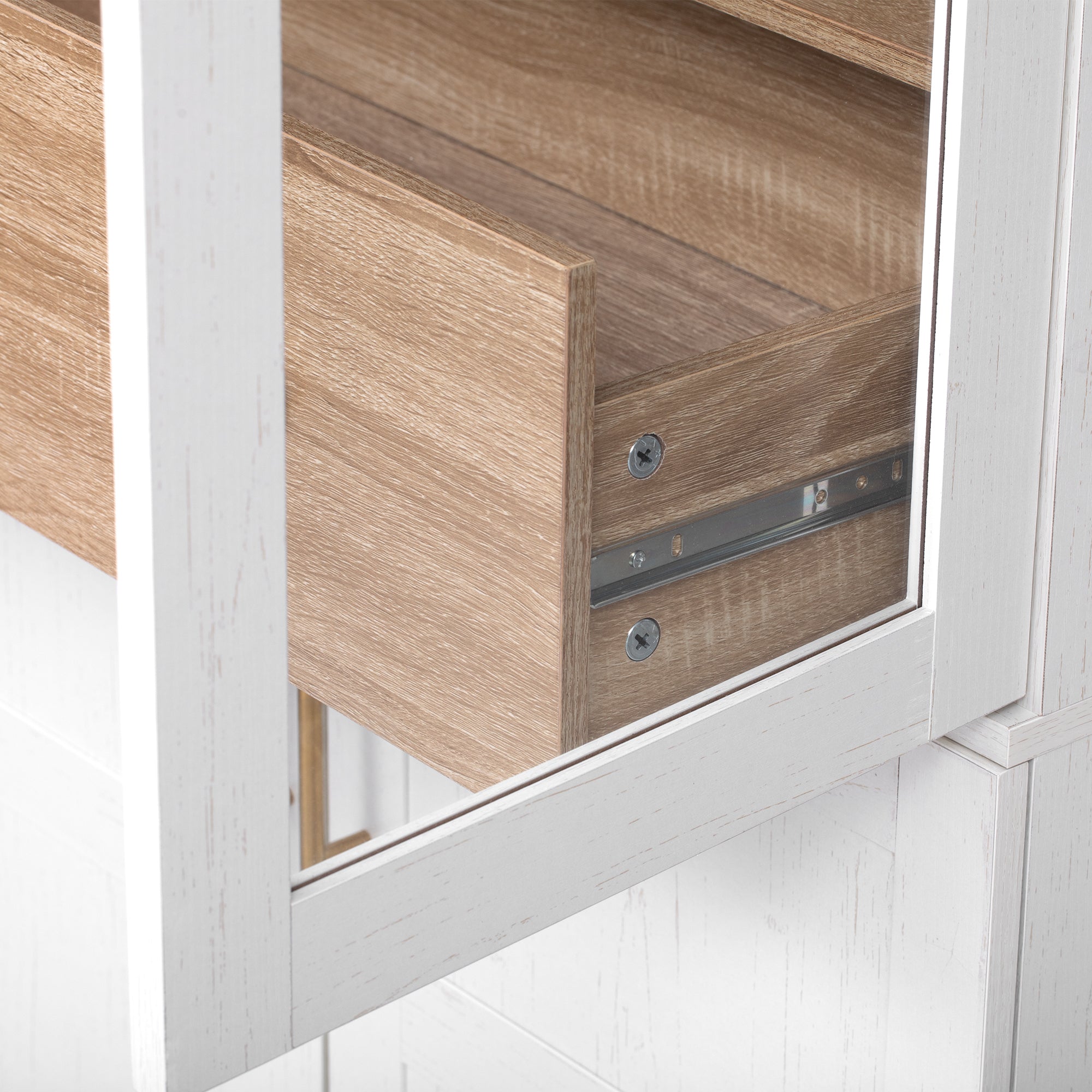 Farmhouse Kitchen Storage Cabinet with Open & Adjustable Shelves