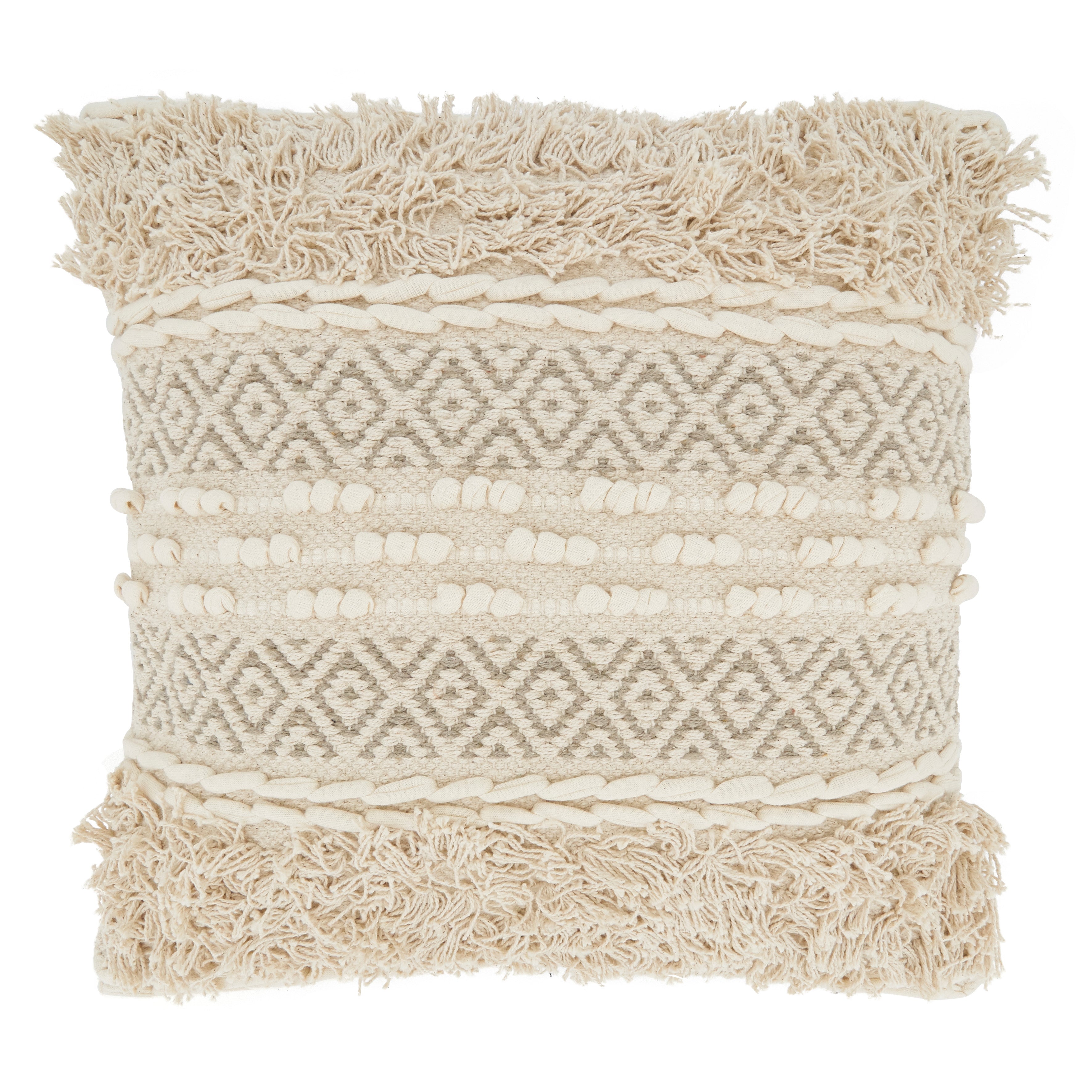 Corded Moroccan Design Poly Filled Throw Pillow