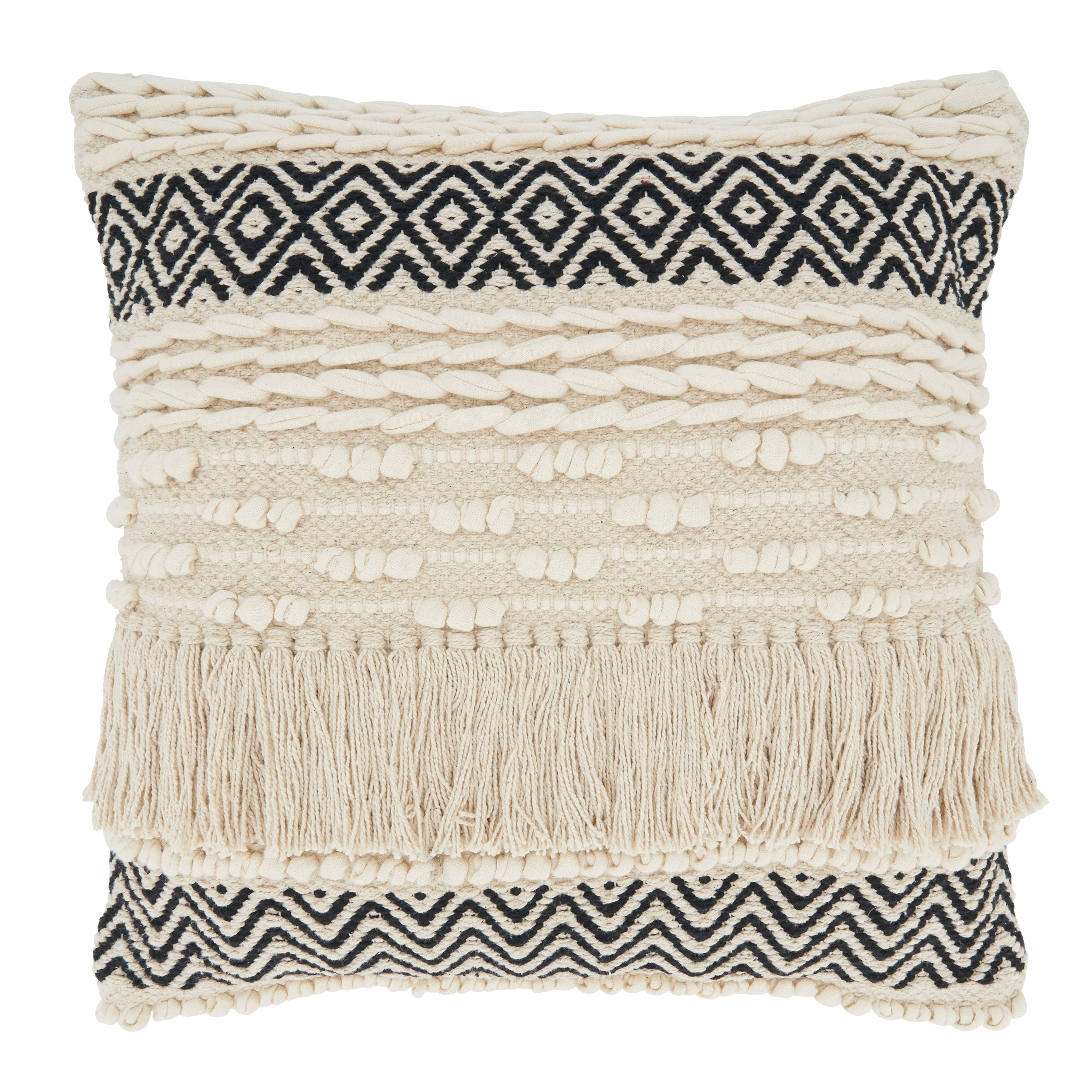 Multi-Textured Moroccan Design Poly Filled Throw Pillow