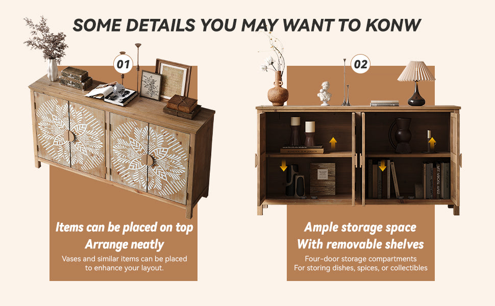 Vivanta 60" Wood Accent Cabinet with 4 Doors