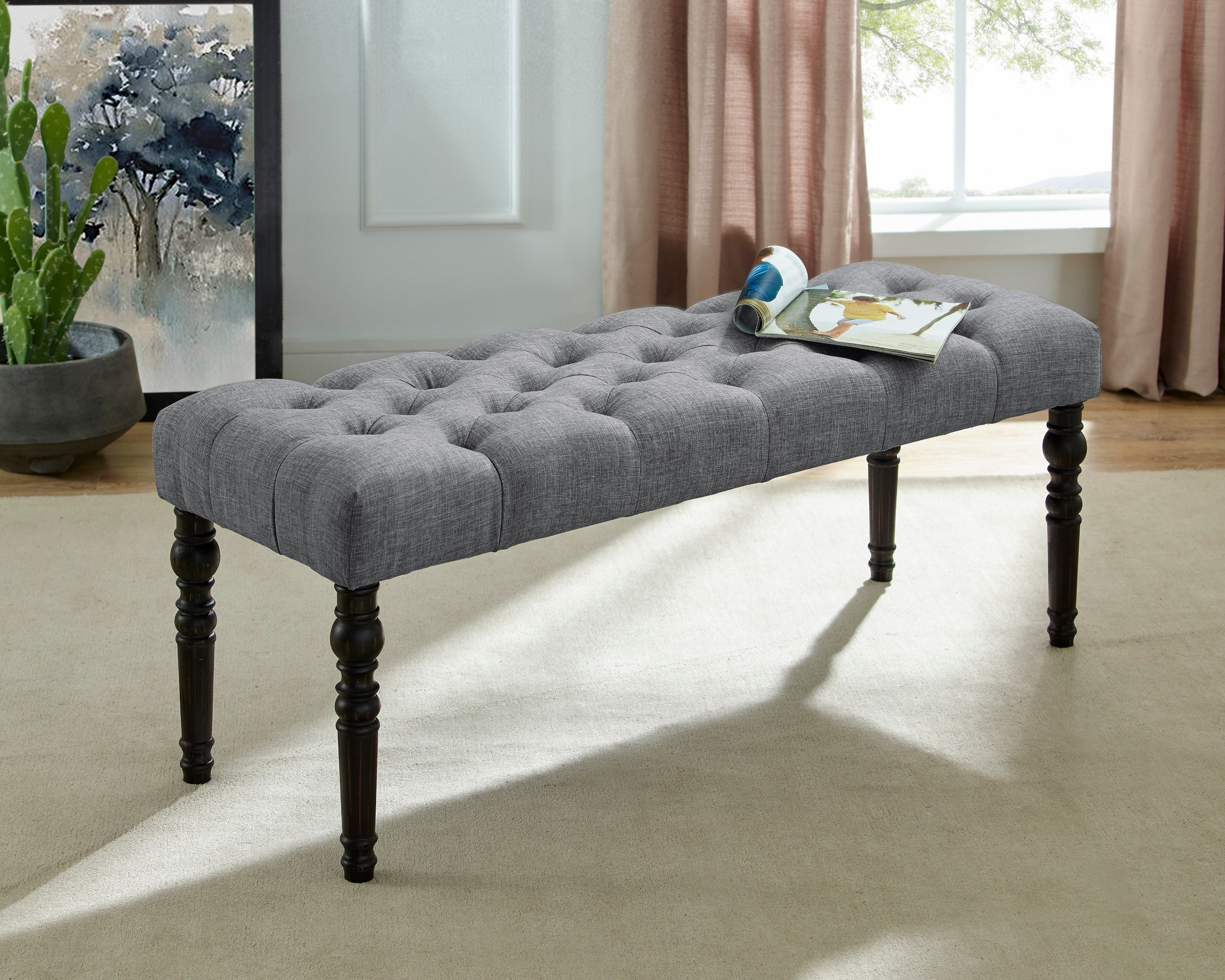 Levi Turned-Leg Dining Set with Table, 4 Chairs and Bench