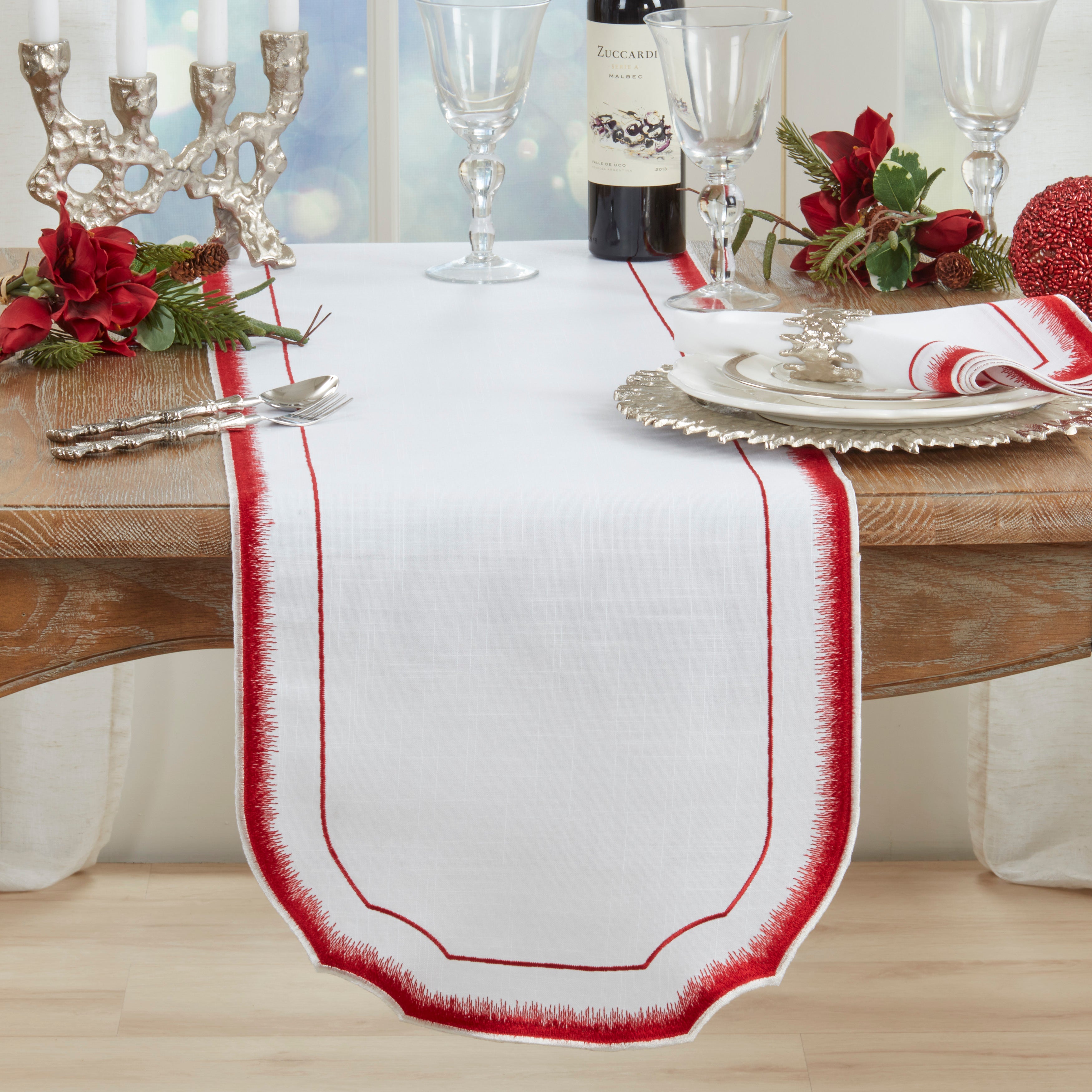 Elegant Embroidery Detail Table Runner