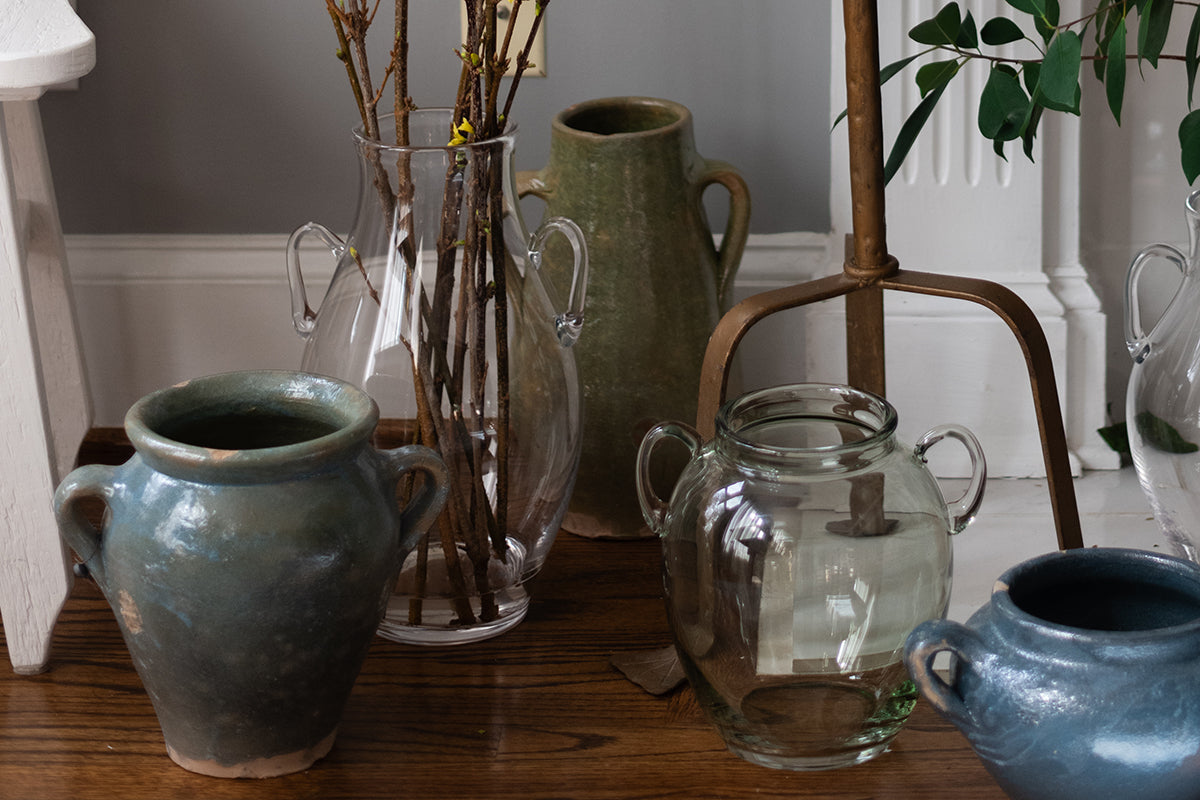 Glass Amphora Flower Vase, Clear
