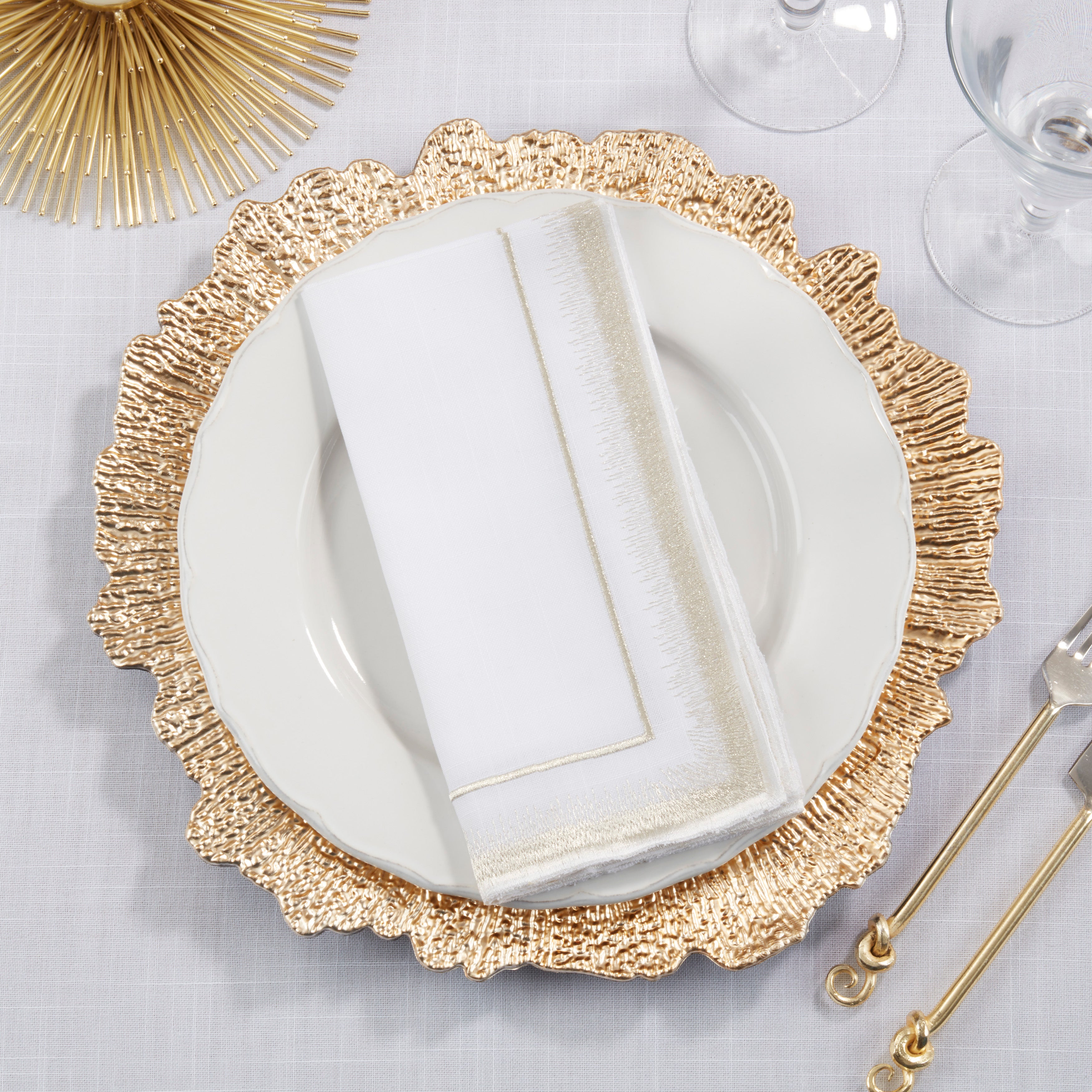 Elegant Embroidery Detail Napkin, Set of 4