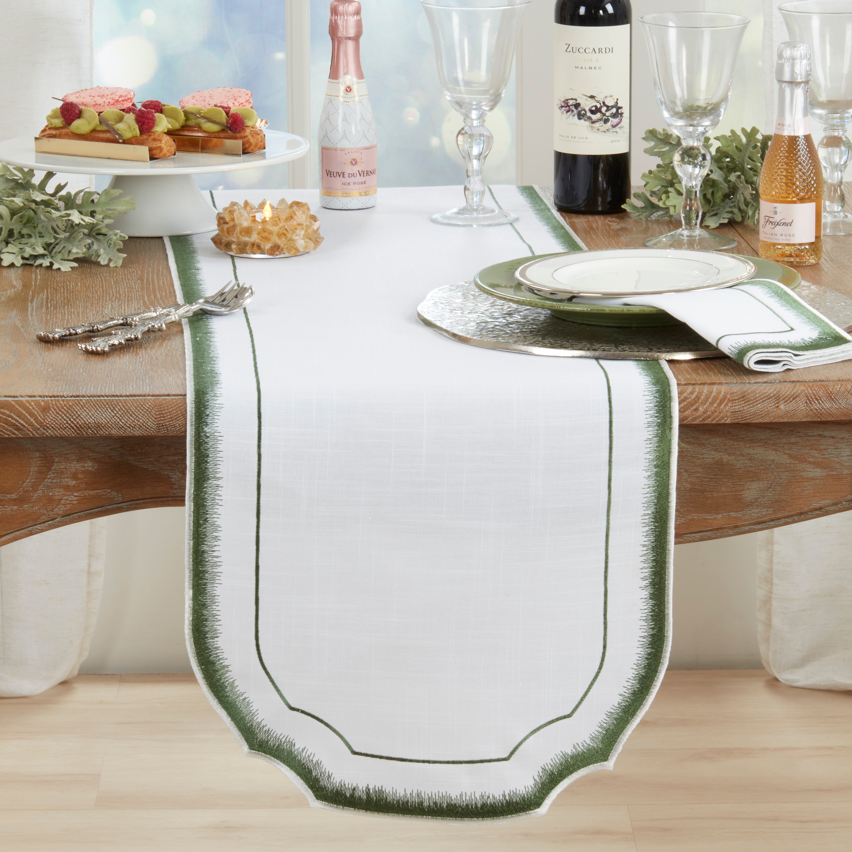 Elegant Embroidery Detail Table Runner