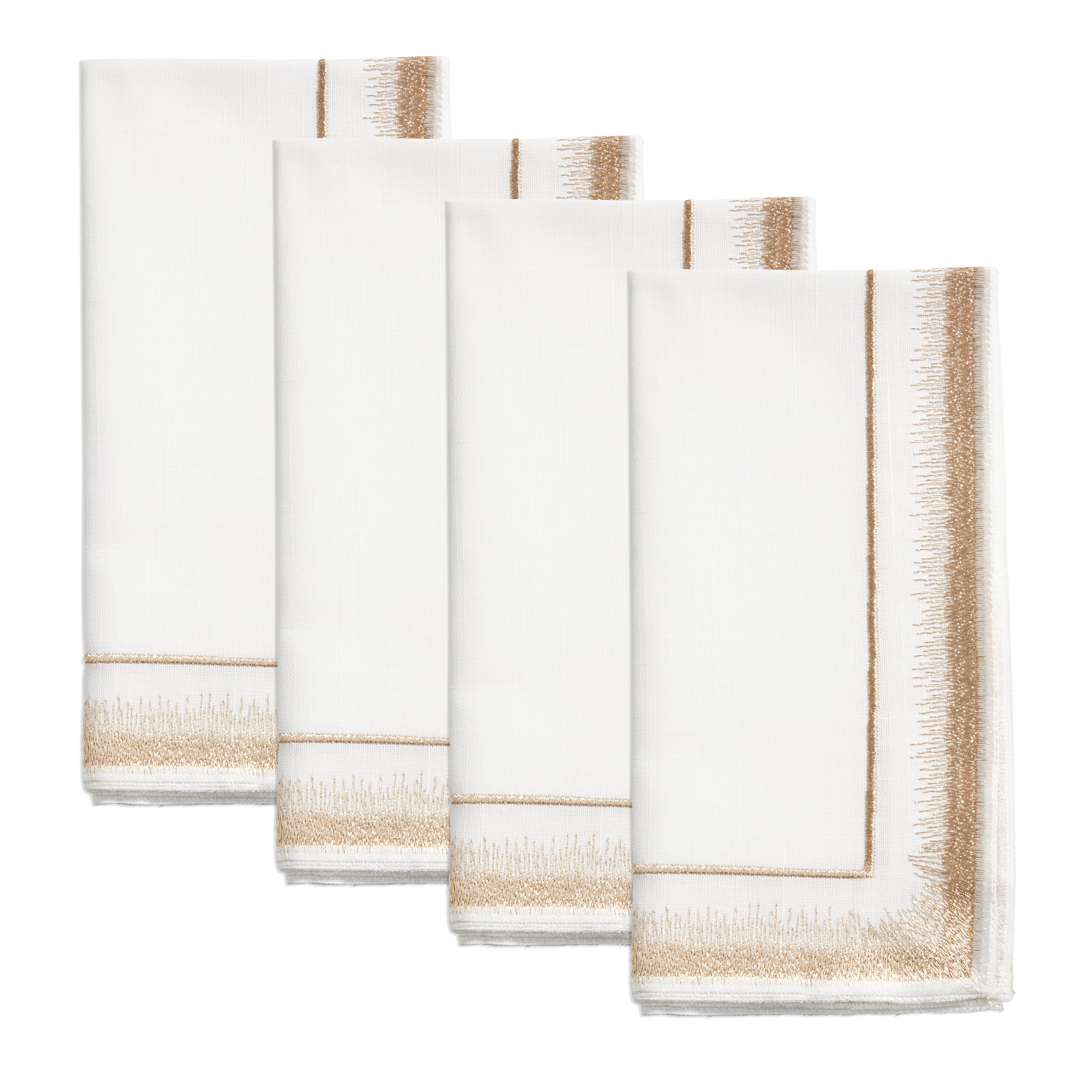 Elegant Embroidery Detail Napkin, Set of 4