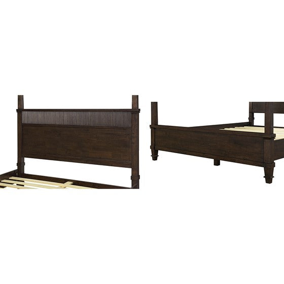 Queen Size Canopy Bed with Fluted Design and Wood Frame