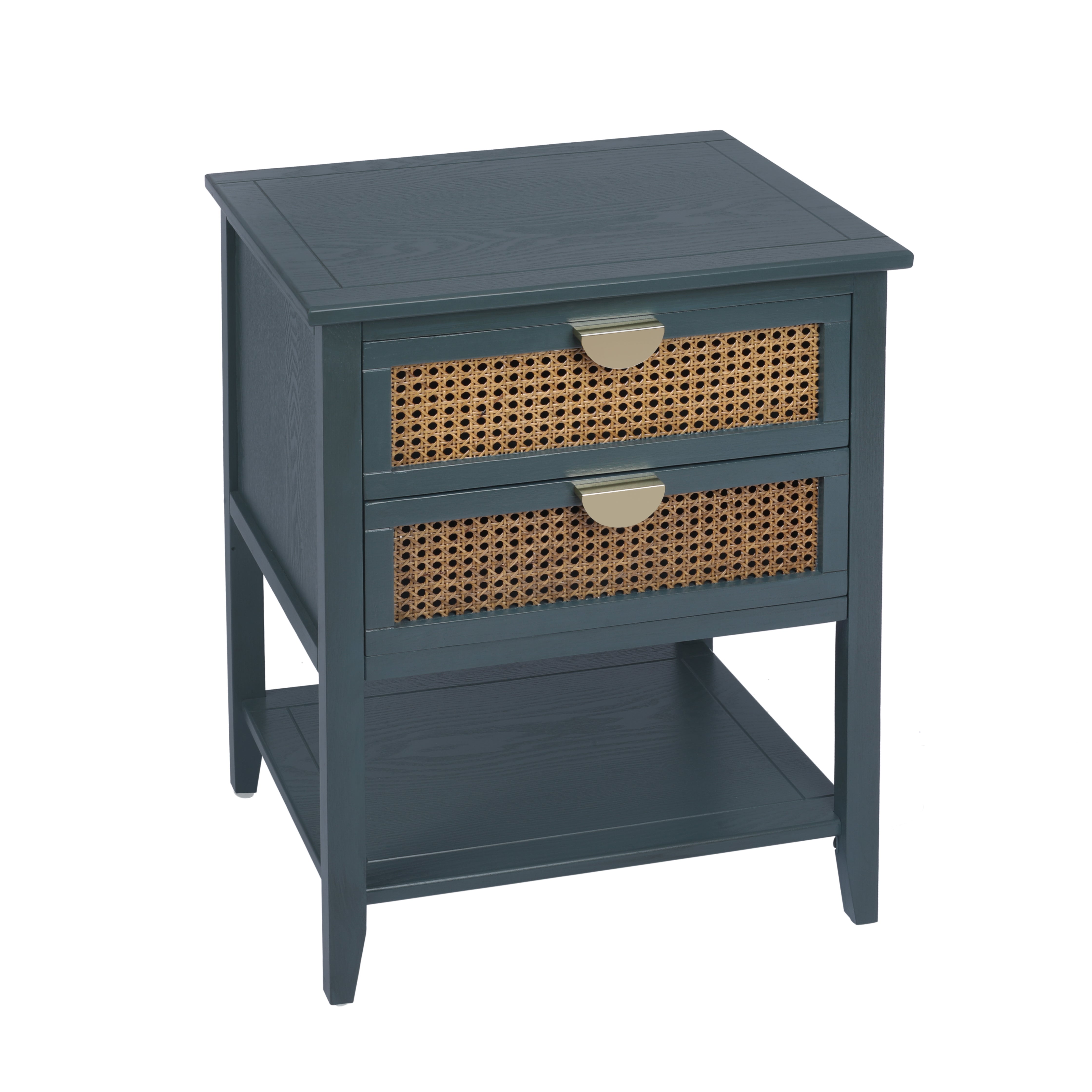 2-Drawer Side Table with Natural Rattan Drawers