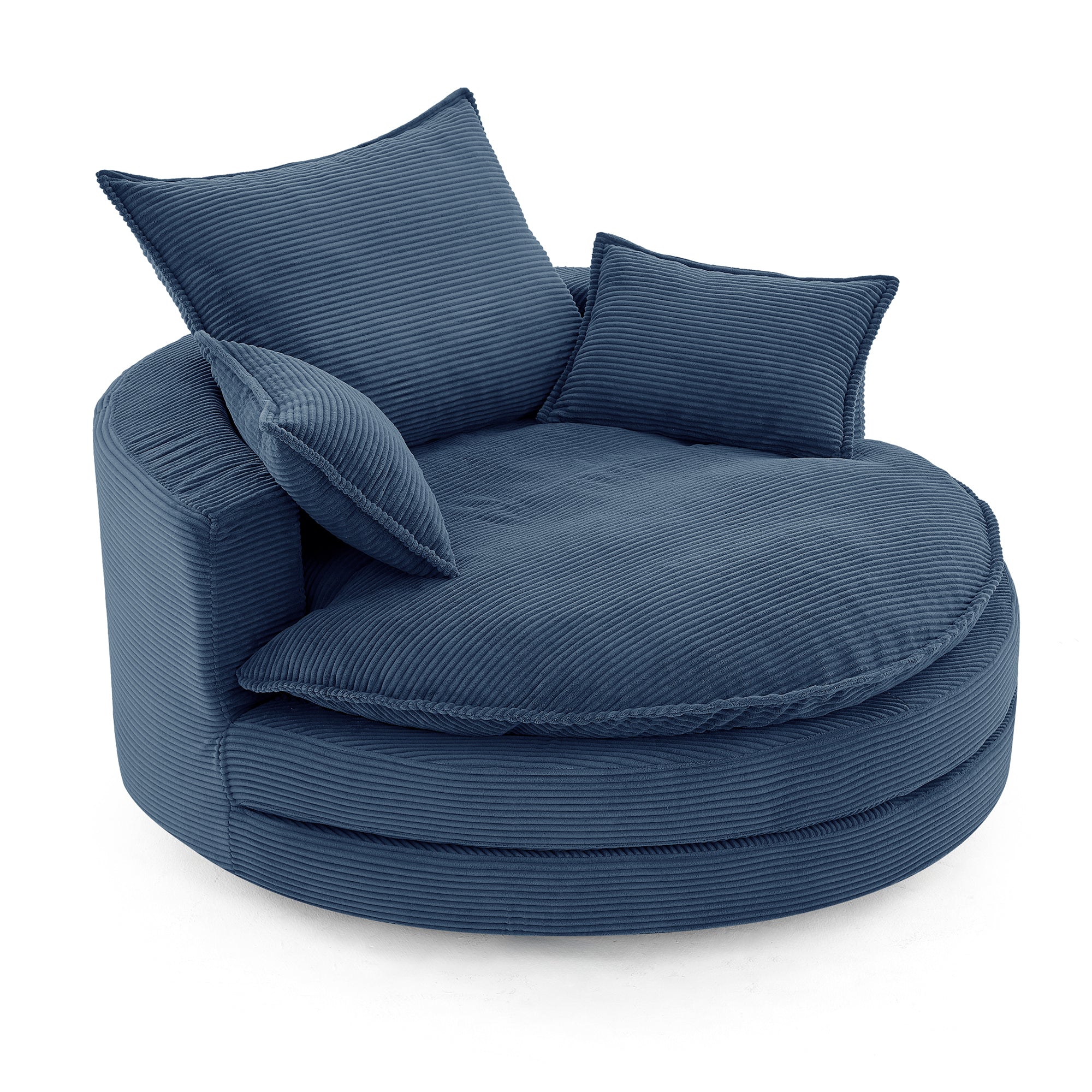 Corduroy 360° Swivel Accent Barrel Chair with 3 Removable Pillows