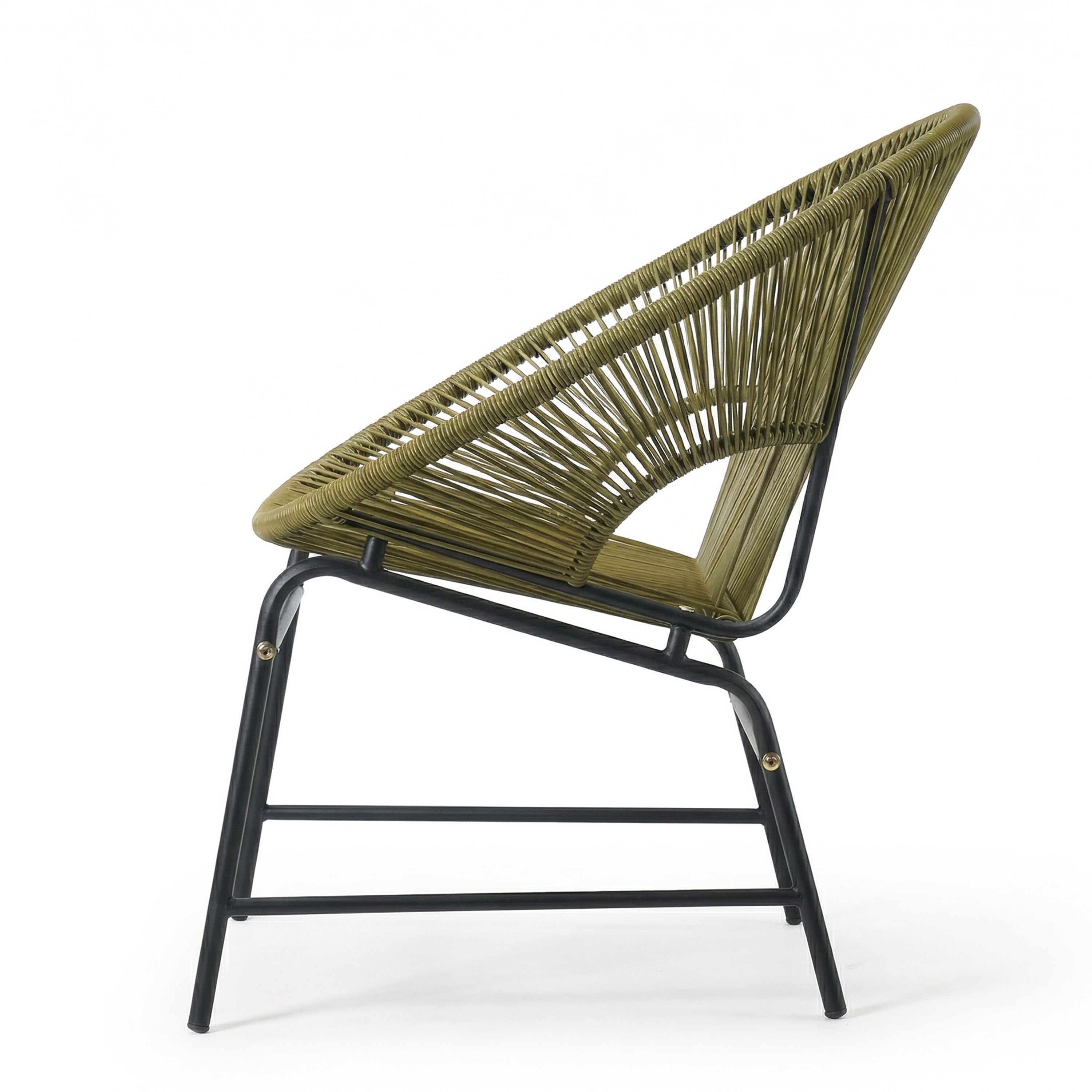 NUSA OUTDOOR PATIO WICKER CHAIR, TEAL PE RATTAN & IRON FRAME, SET OF 2