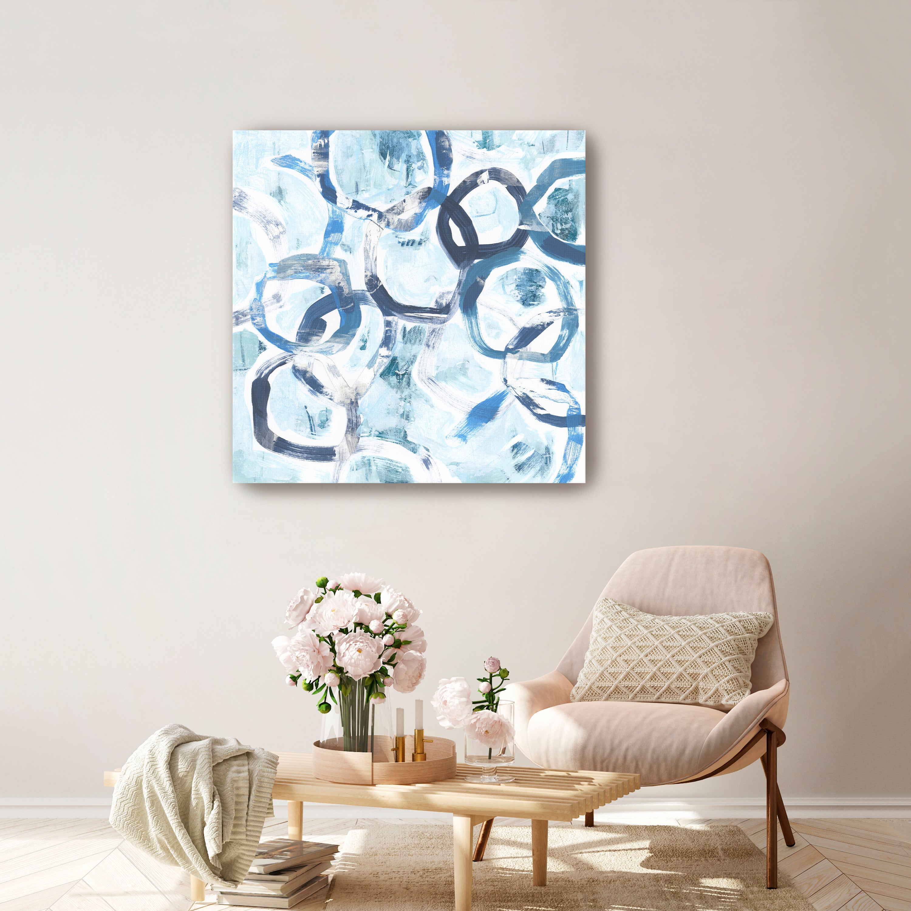 Blue Circlet I Canvas Giclee