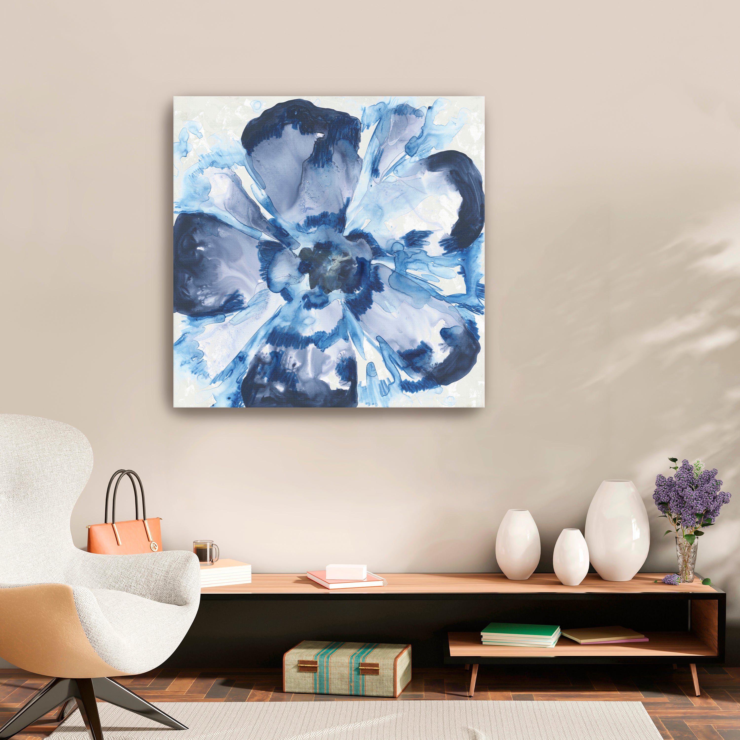 Blue Glass Flower I Canvas Giclee