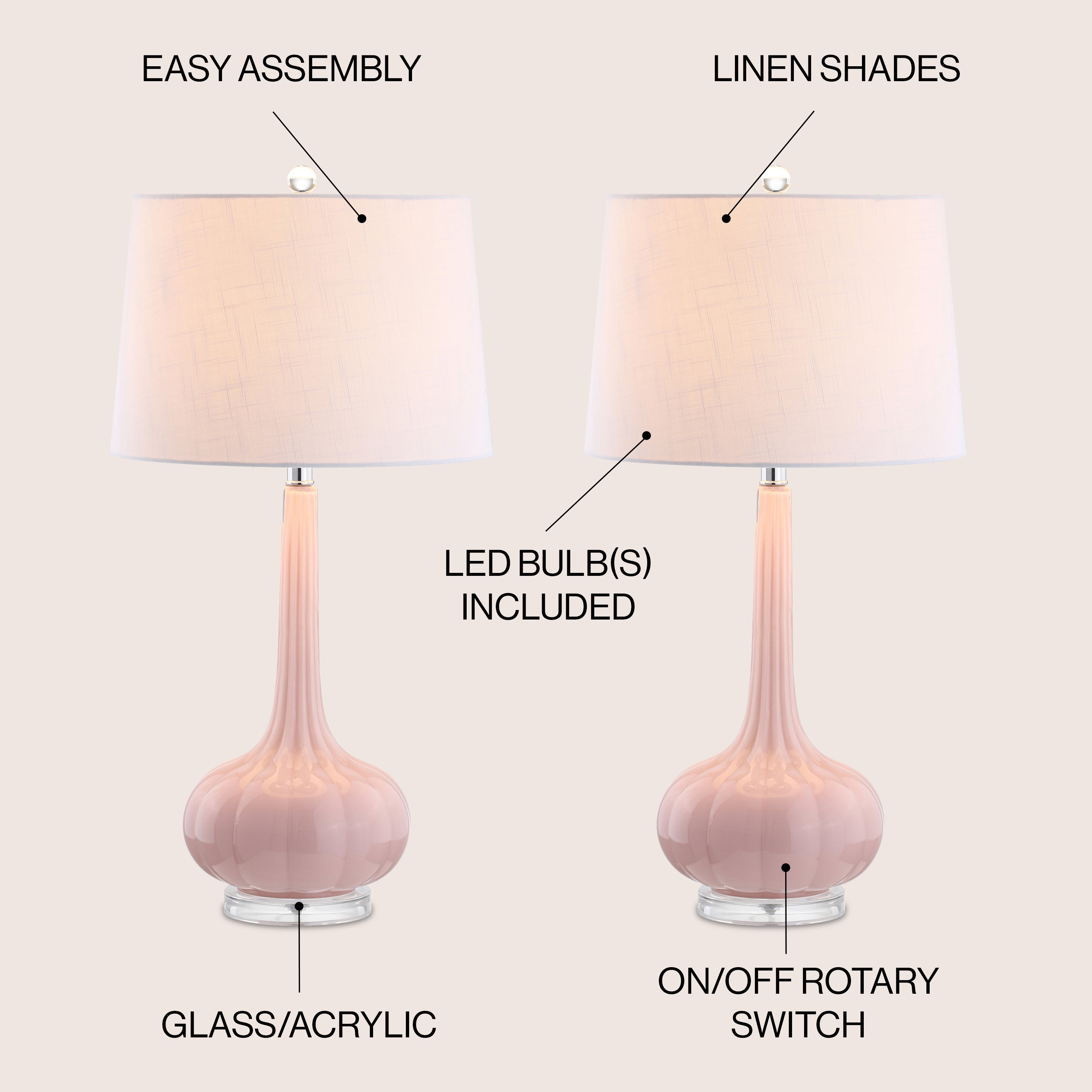 Bette Glass Teardrop LED Table Lamp, Set of 2