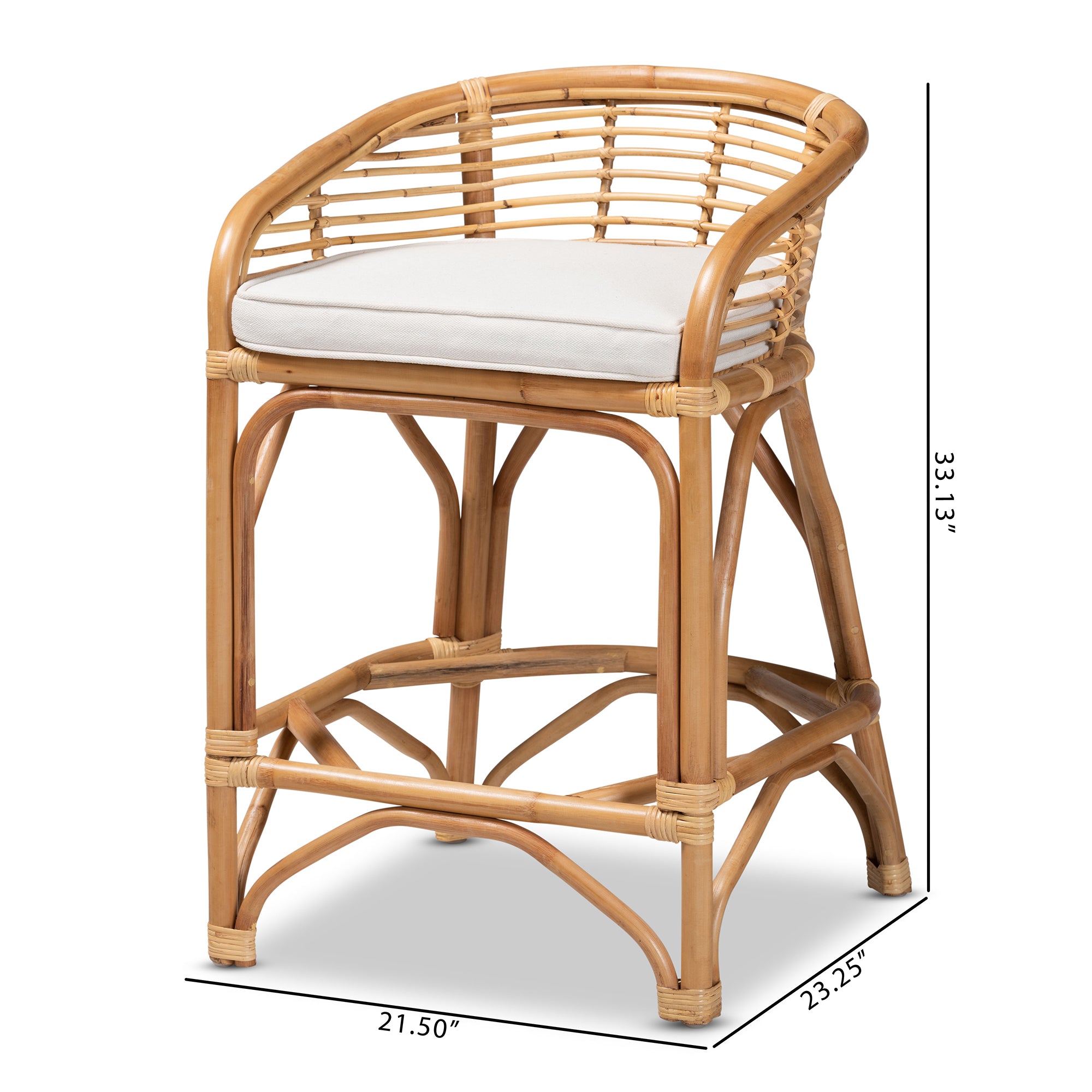 Sanjit Upholstered Rattan Counter Stool
