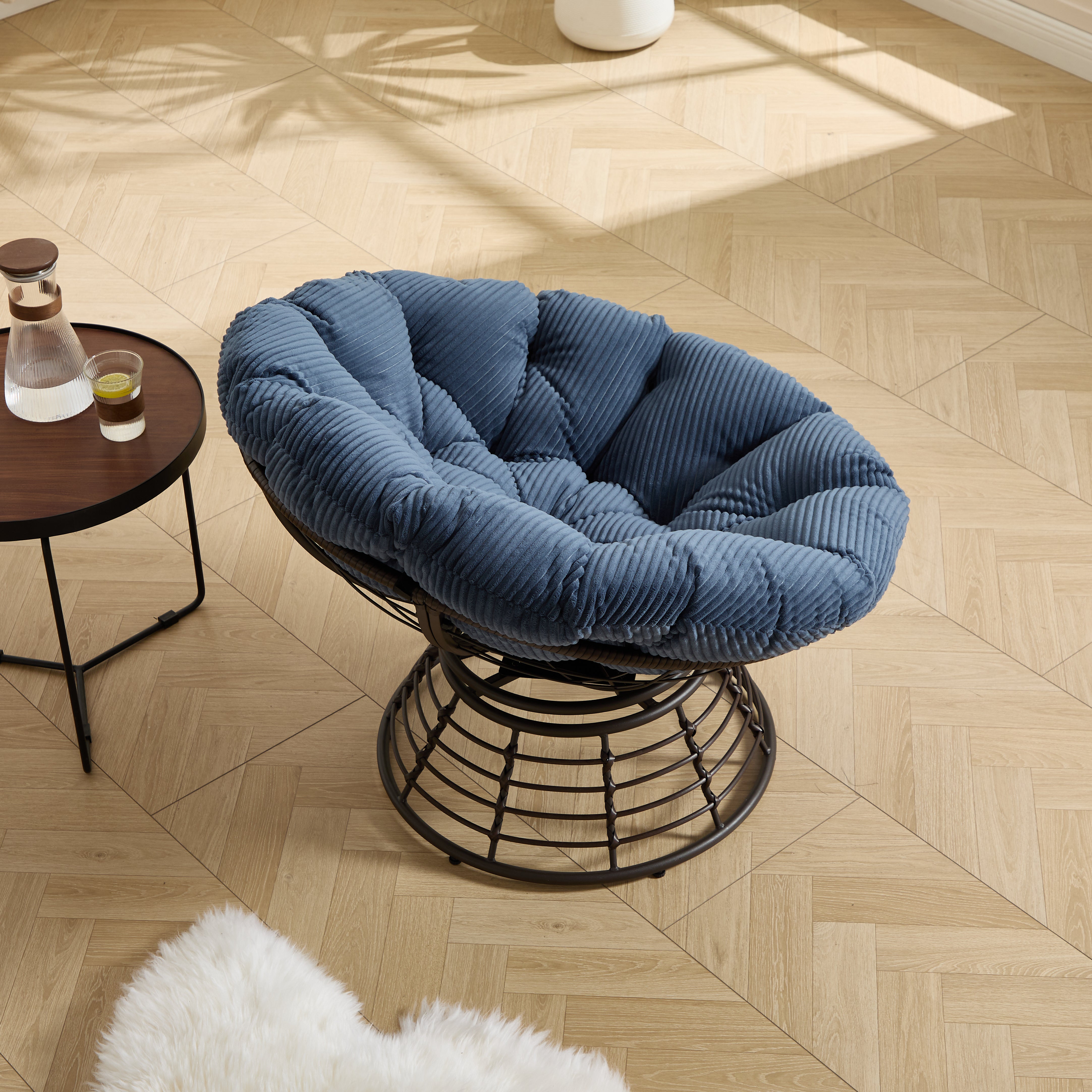 The Original Papasan™ 360° Swivel Indoor Outdoor Wicker Papasan Chair with Soft Thick Cushion