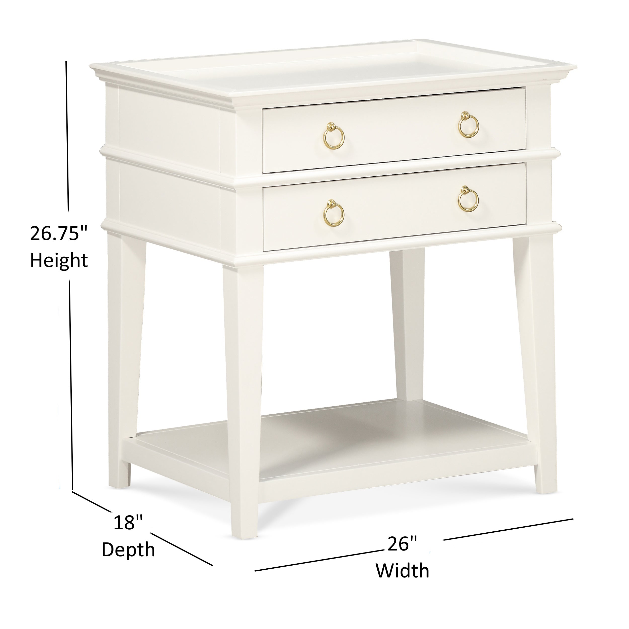 Carmona 2-Drawer Tray Top Nightstand
