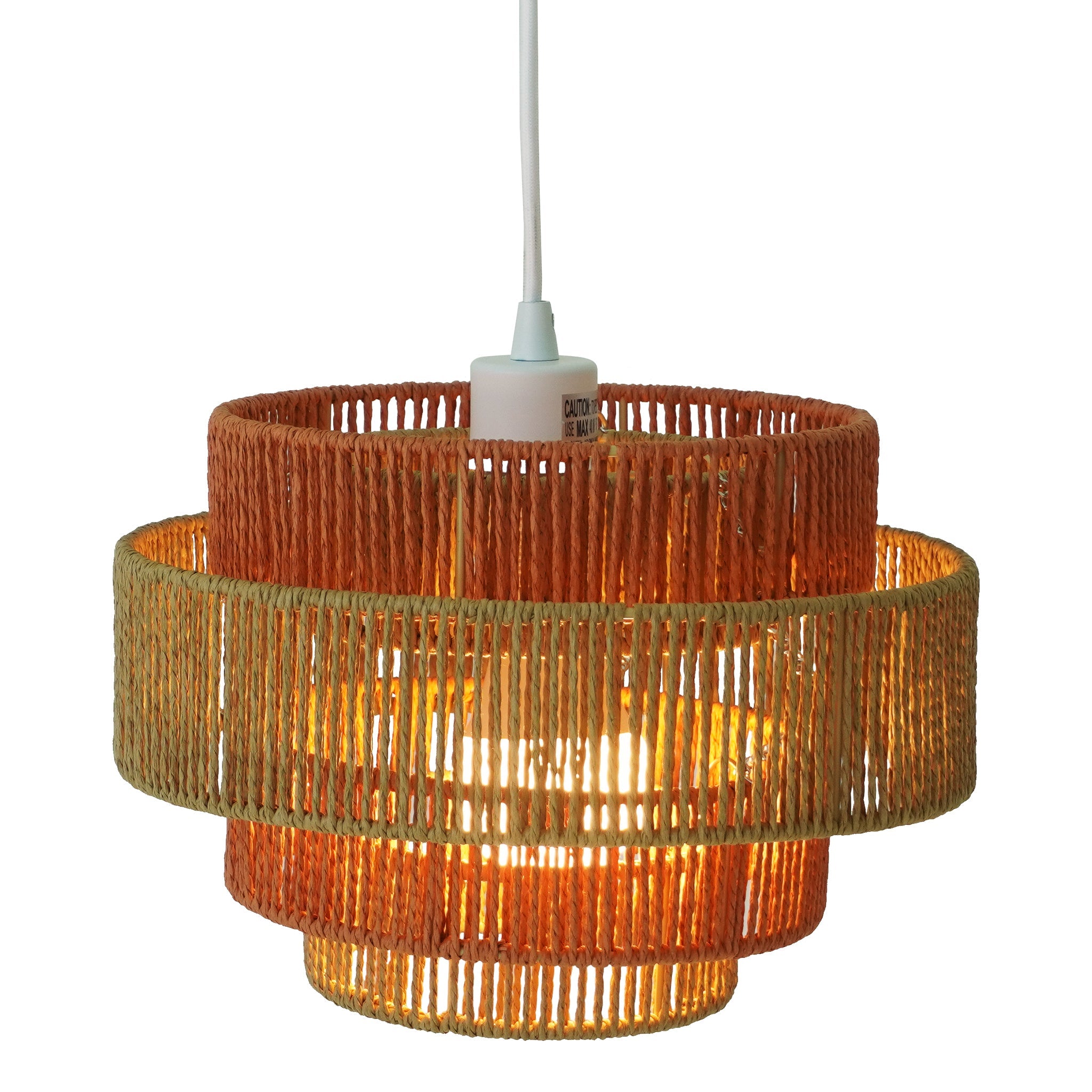 Dorset Pendant Lamp in White and Natural/Terracotta