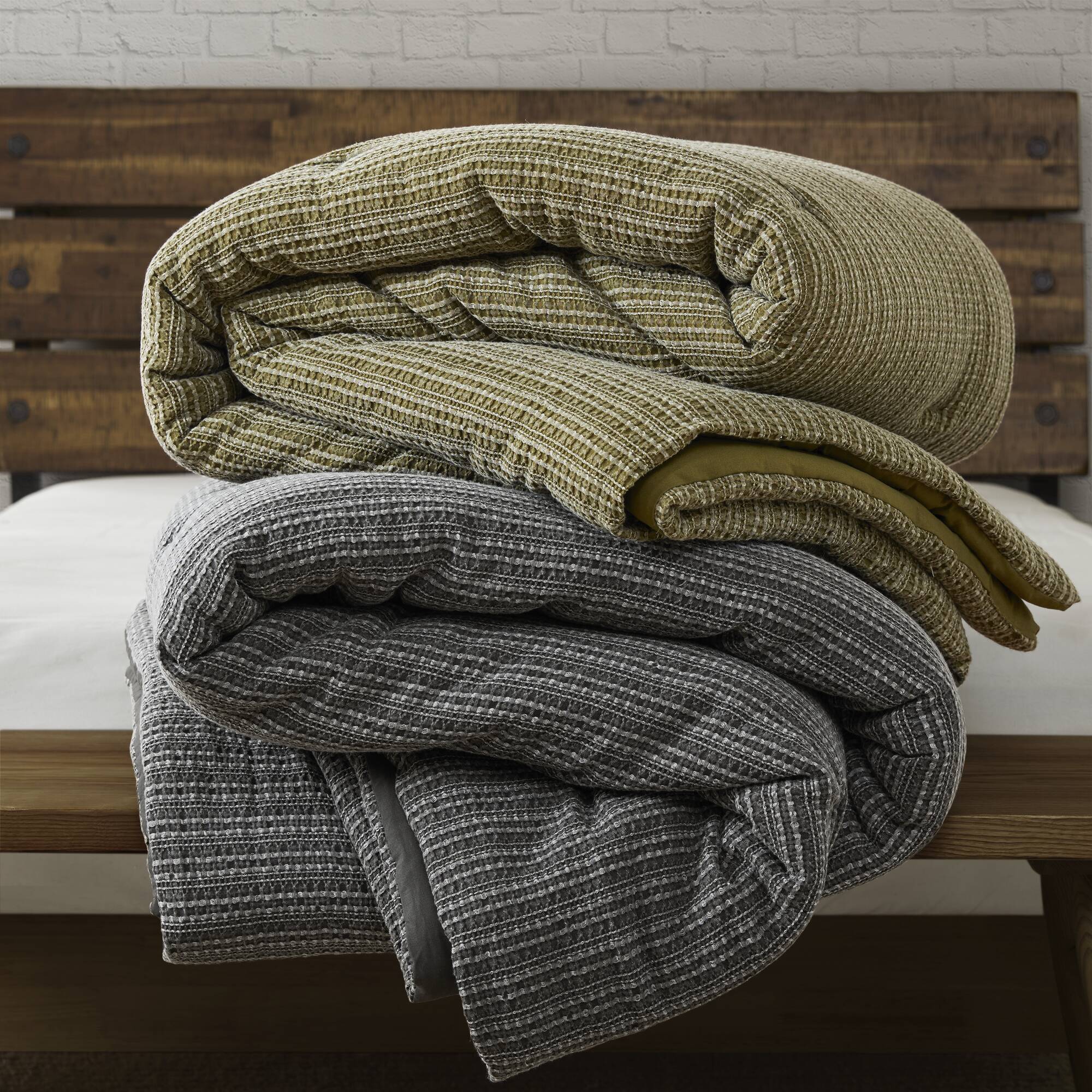 3P Piece Waffle Washed Comforter Set