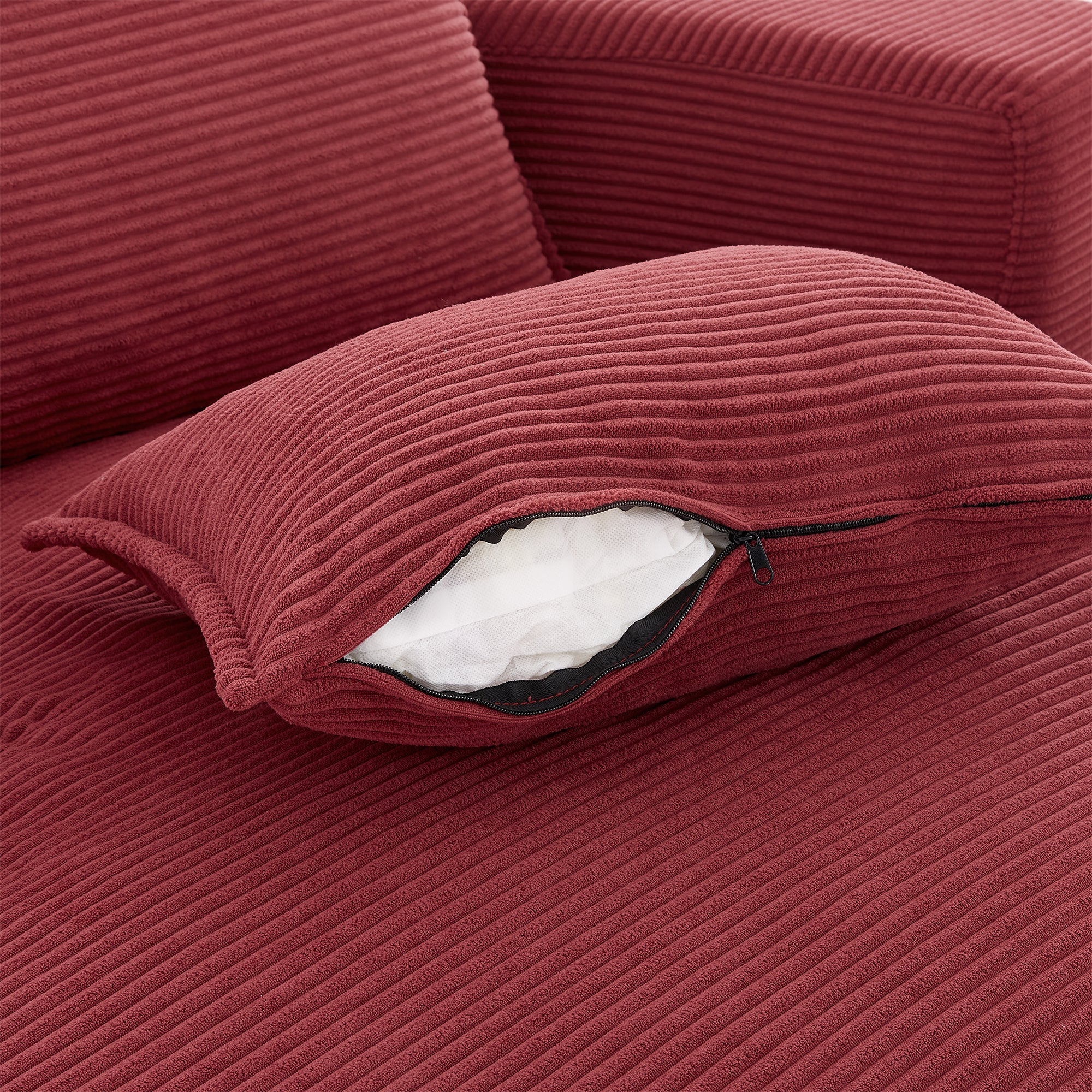 Corduroy 360° Swivel Accent Barrel Chair with 3 Removable Pillows