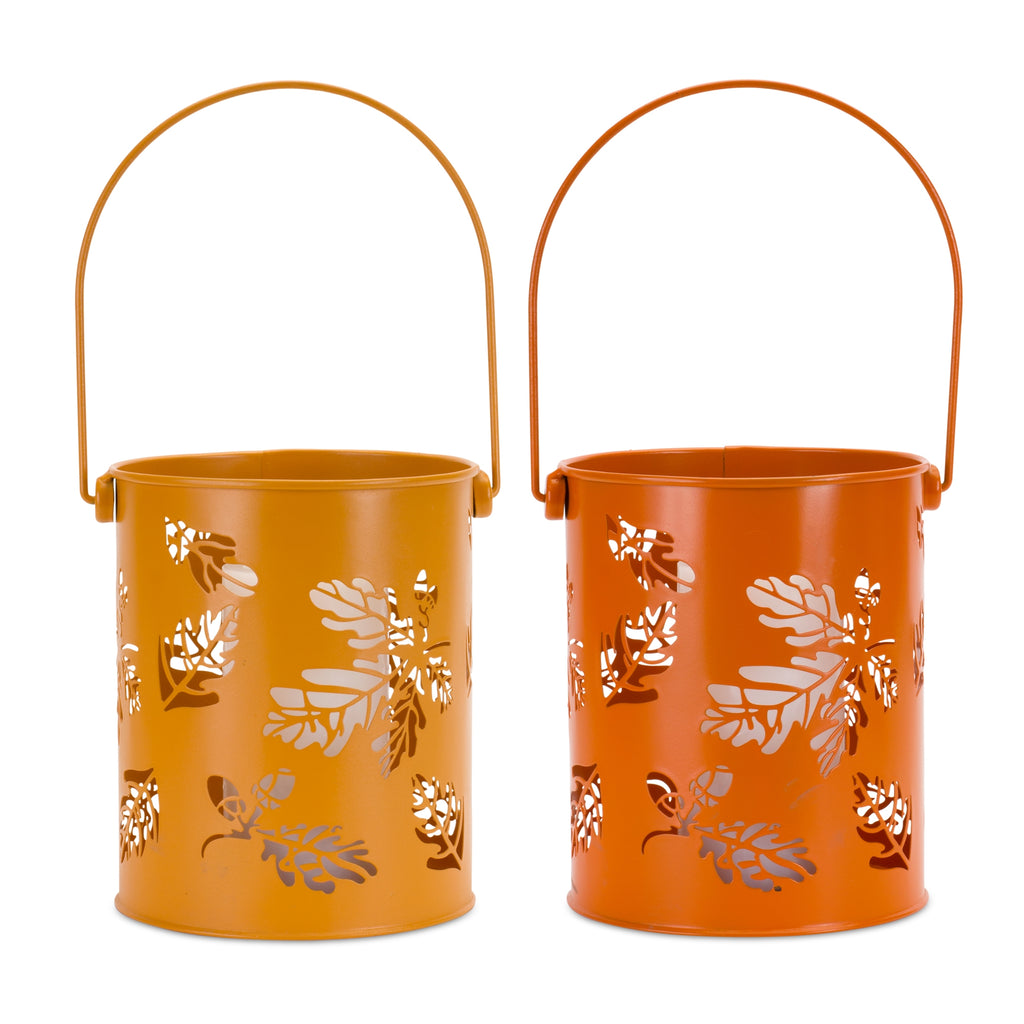 Leaf-Cut-out-Lantern-(set-of-2)-Orange-decorative