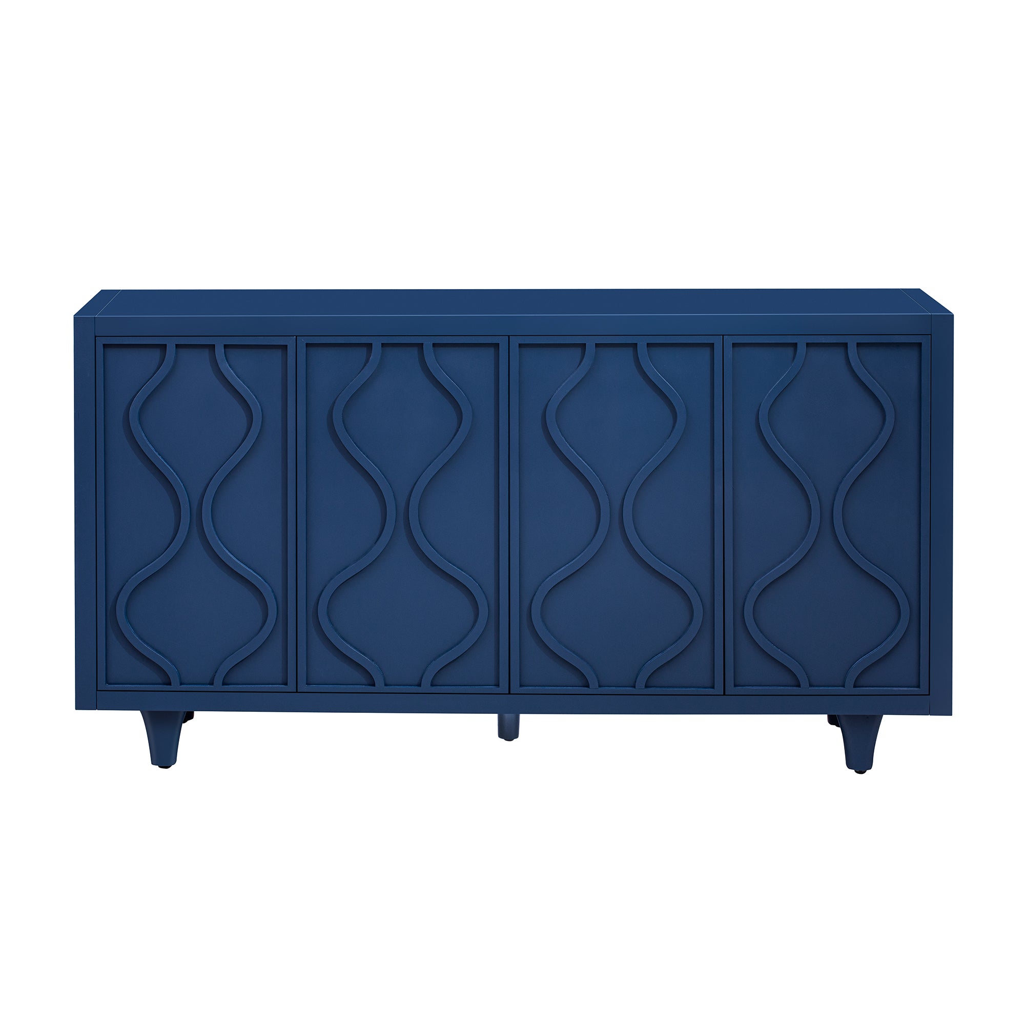 Storage Cabinet Sideboard Wooden Cabinet with Embossed Curved Doors