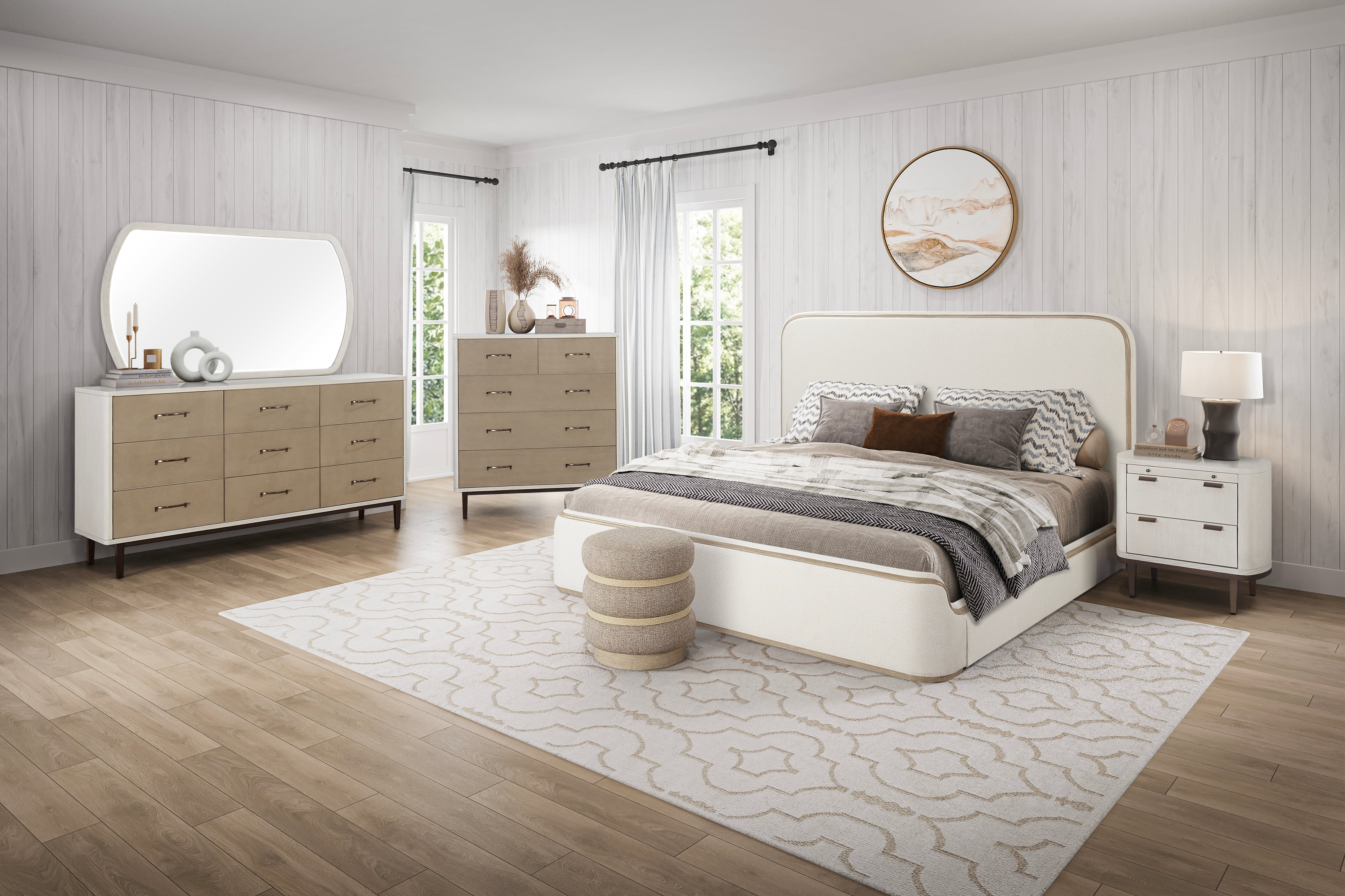 Toffee & White Sand Upholstered Bed