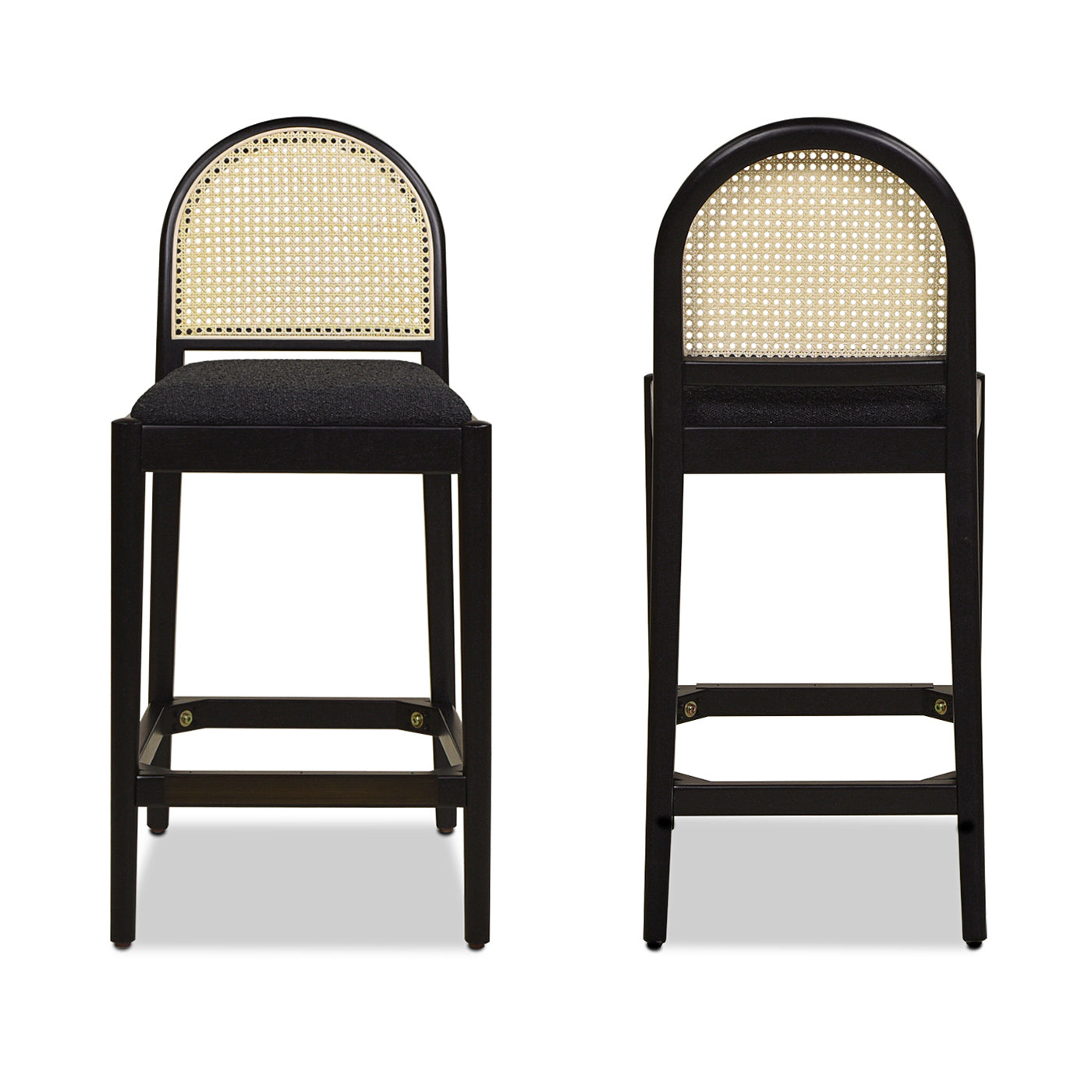 Arlin Upholstered Stool with Curved Back and Footrest, Set of 2