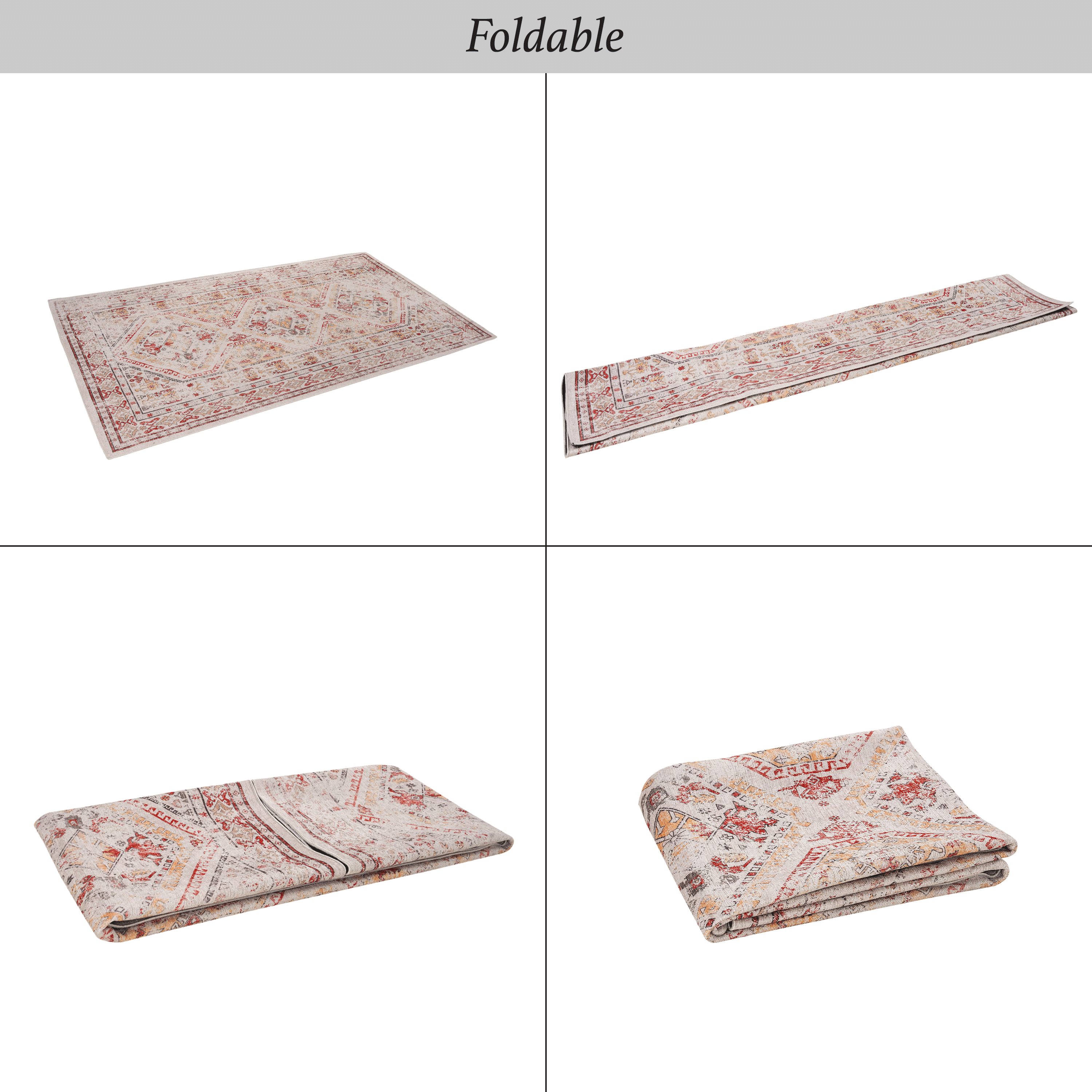Area Rug with Distressed Boho Medallion Design