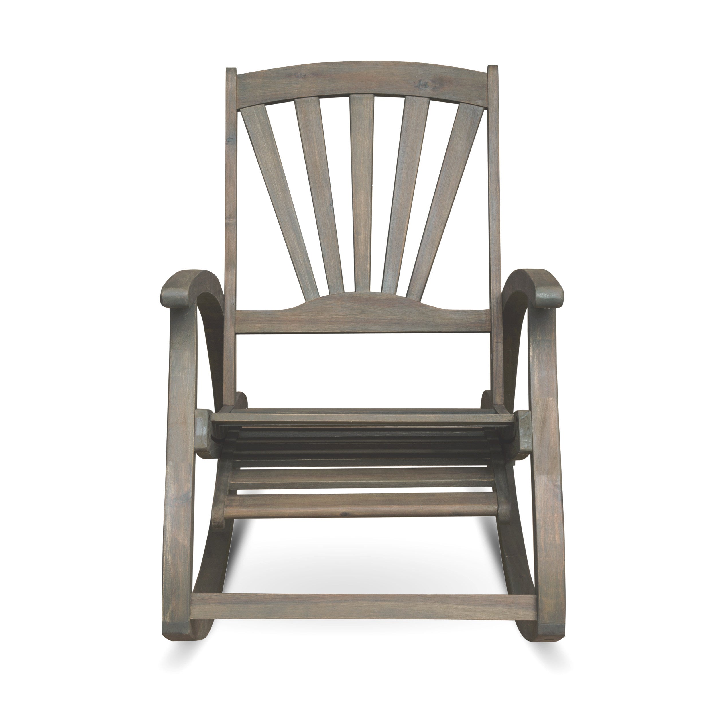 Outdoor Acacia Wood Rocking Chair with Retractable Foot Rest