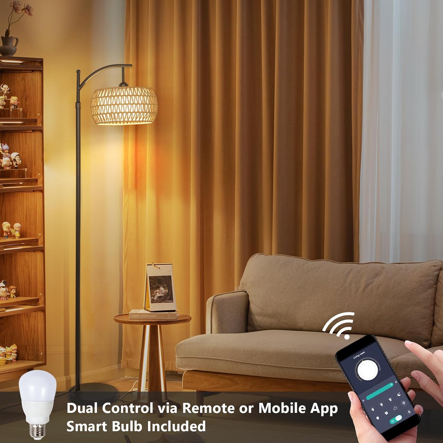 Ataraxis Floor Lamp with 3 Color Temperatures and Double Drum Shade