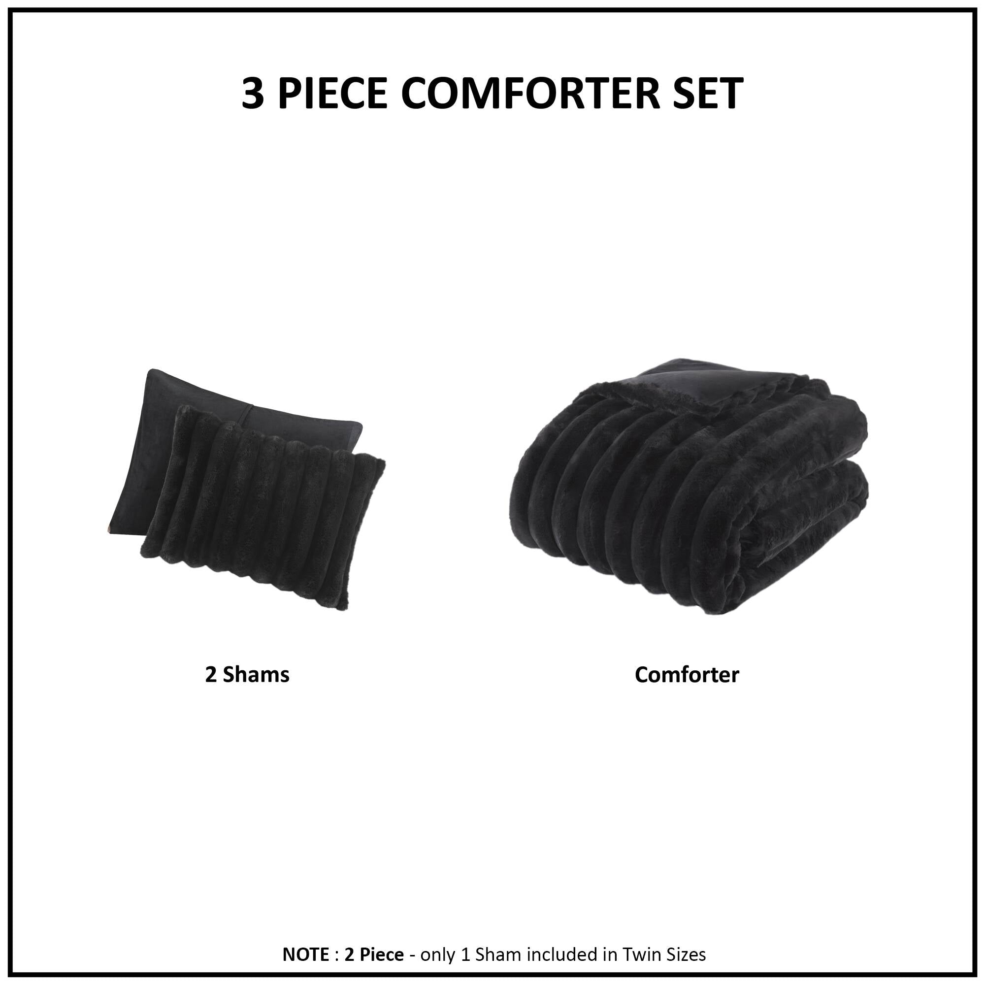 Ultrasoft Faux Fur Ribbed Comforter Set