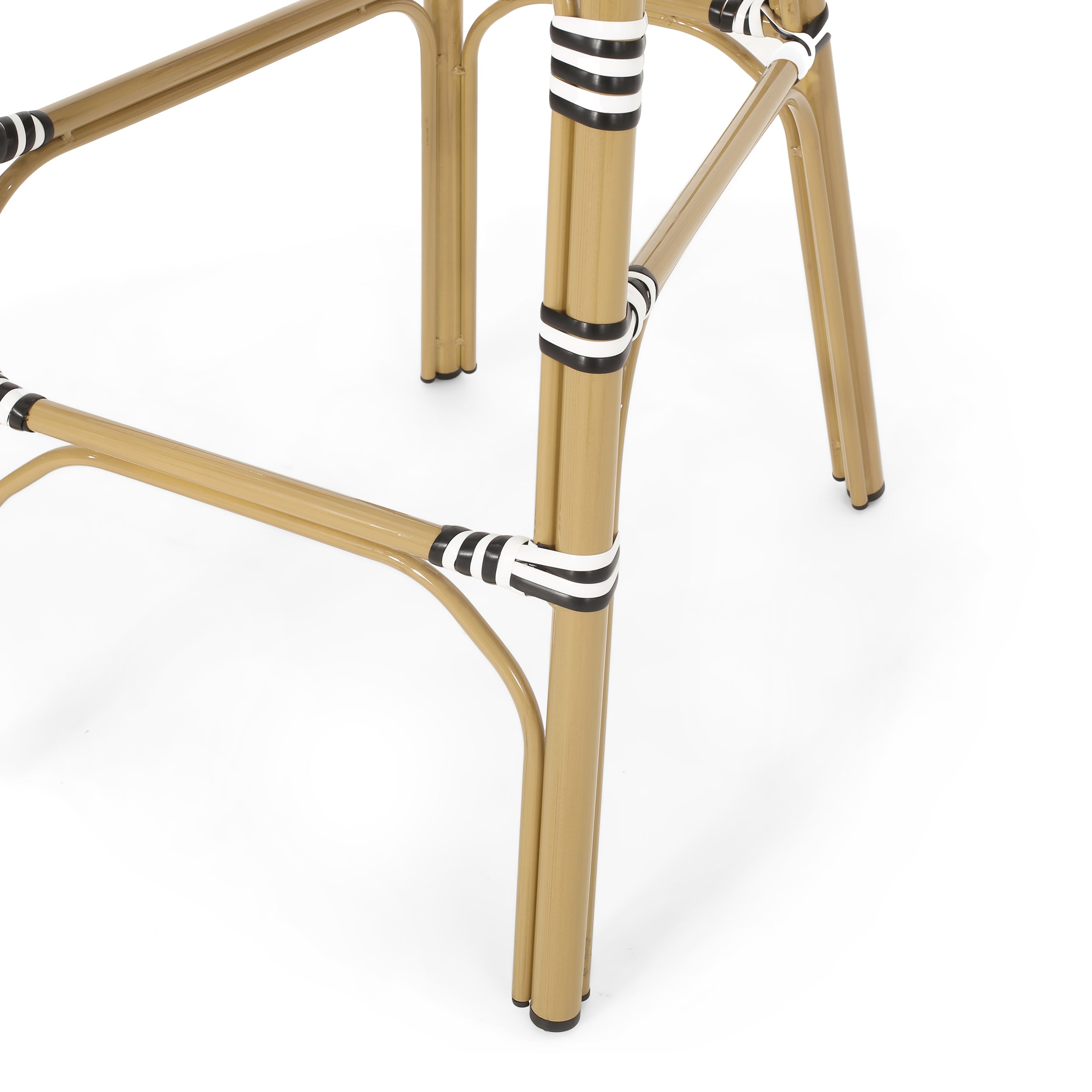 29.5" Outdoor PE Rattan French Barstool, Set of 2
